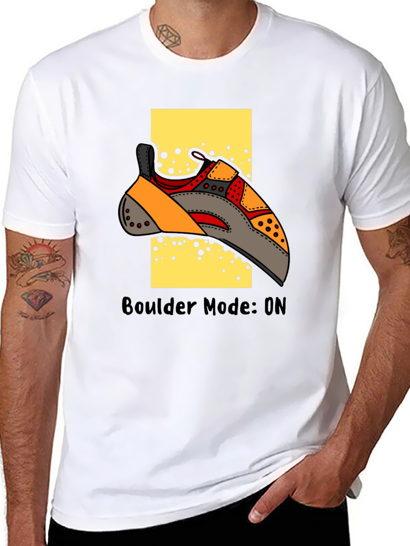 Boulder Mode On Climbing T-Shirt - Black Cotton Tee
