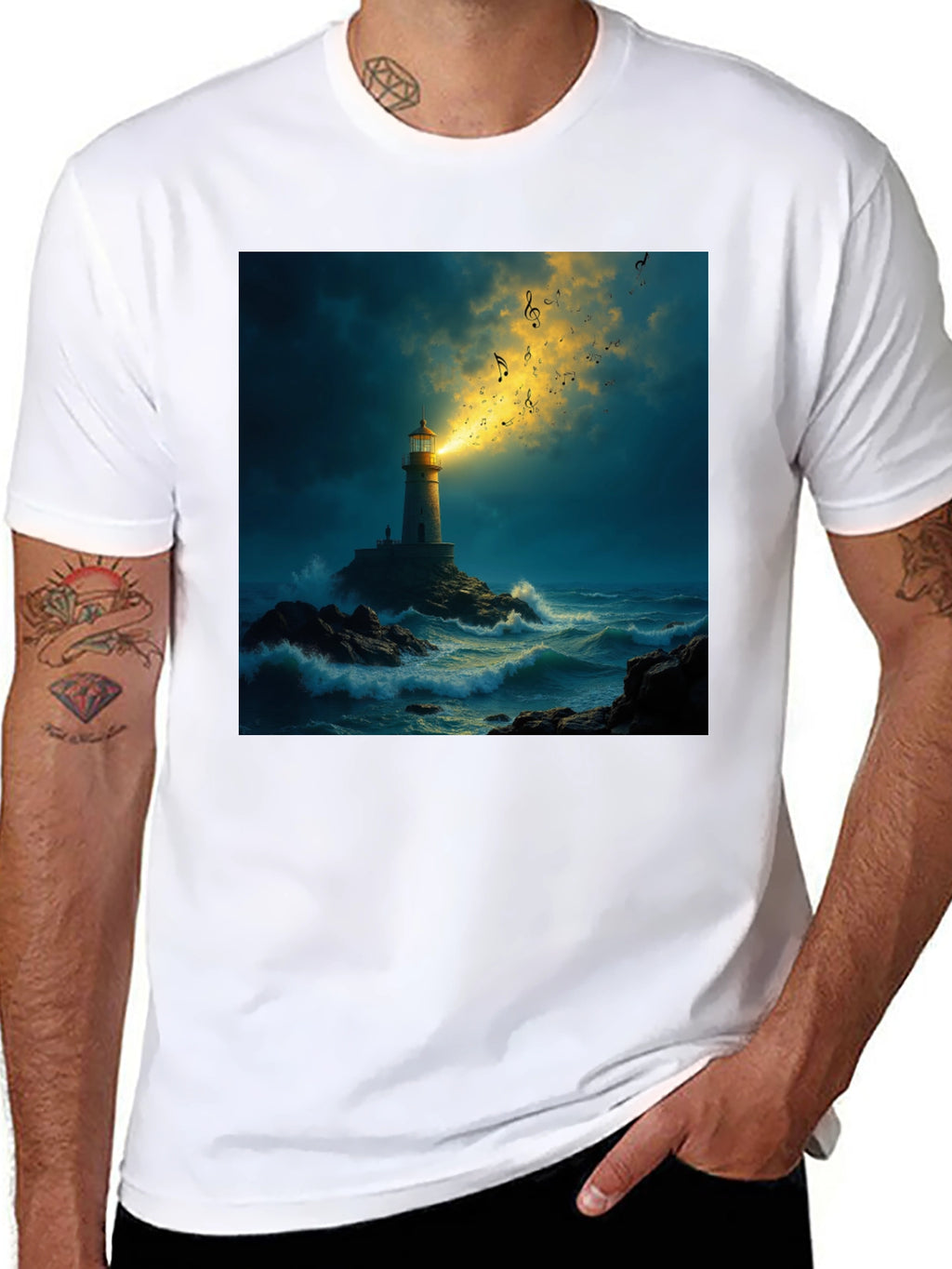Lighthouse Music T-Shirt - Coastal Graphic Tee