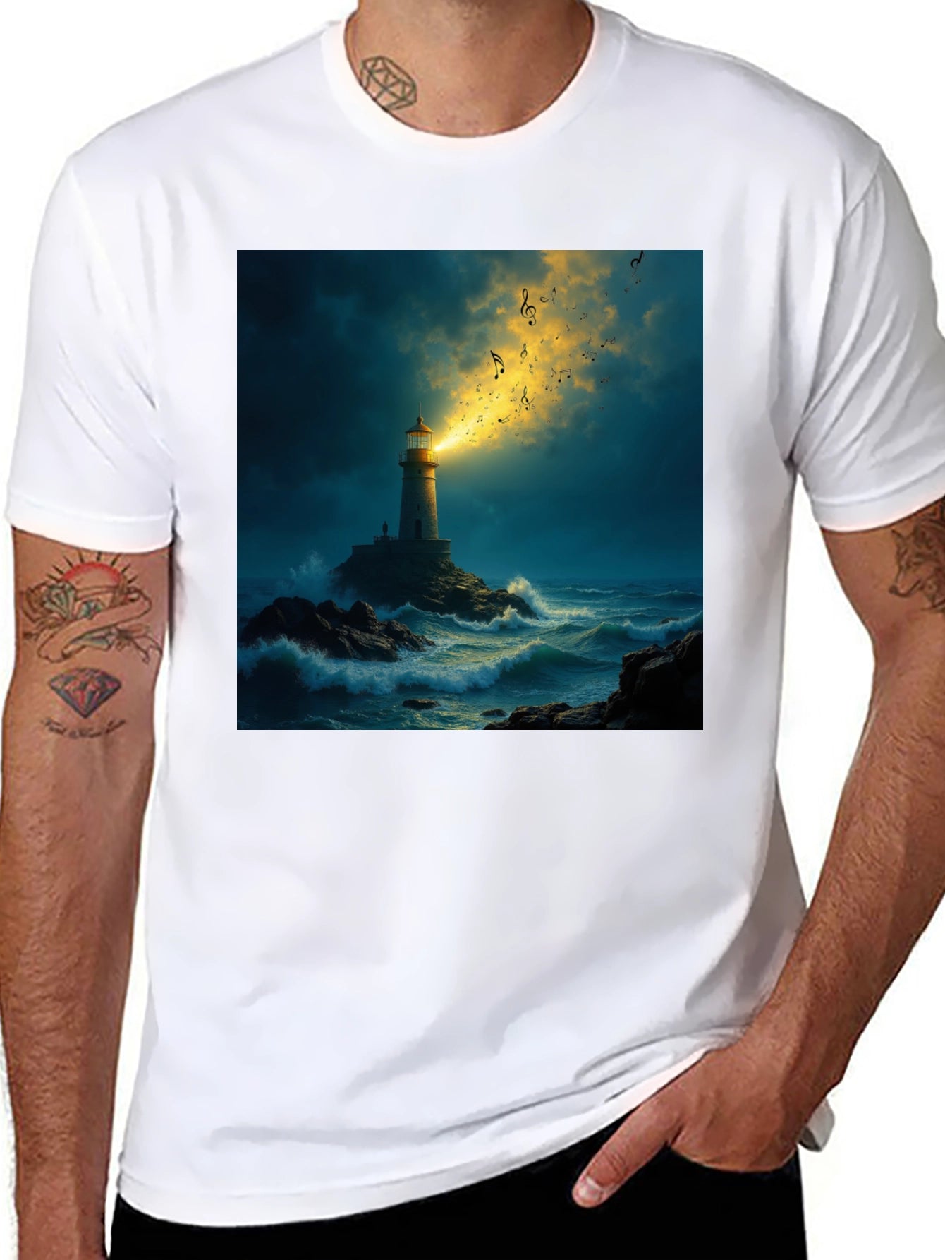 Lighthouse Music T-Shirt - Coastal Graphic Tee