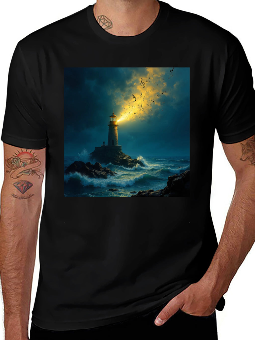Lighthouse Music T-Shirt - Coastal Graphic Tee