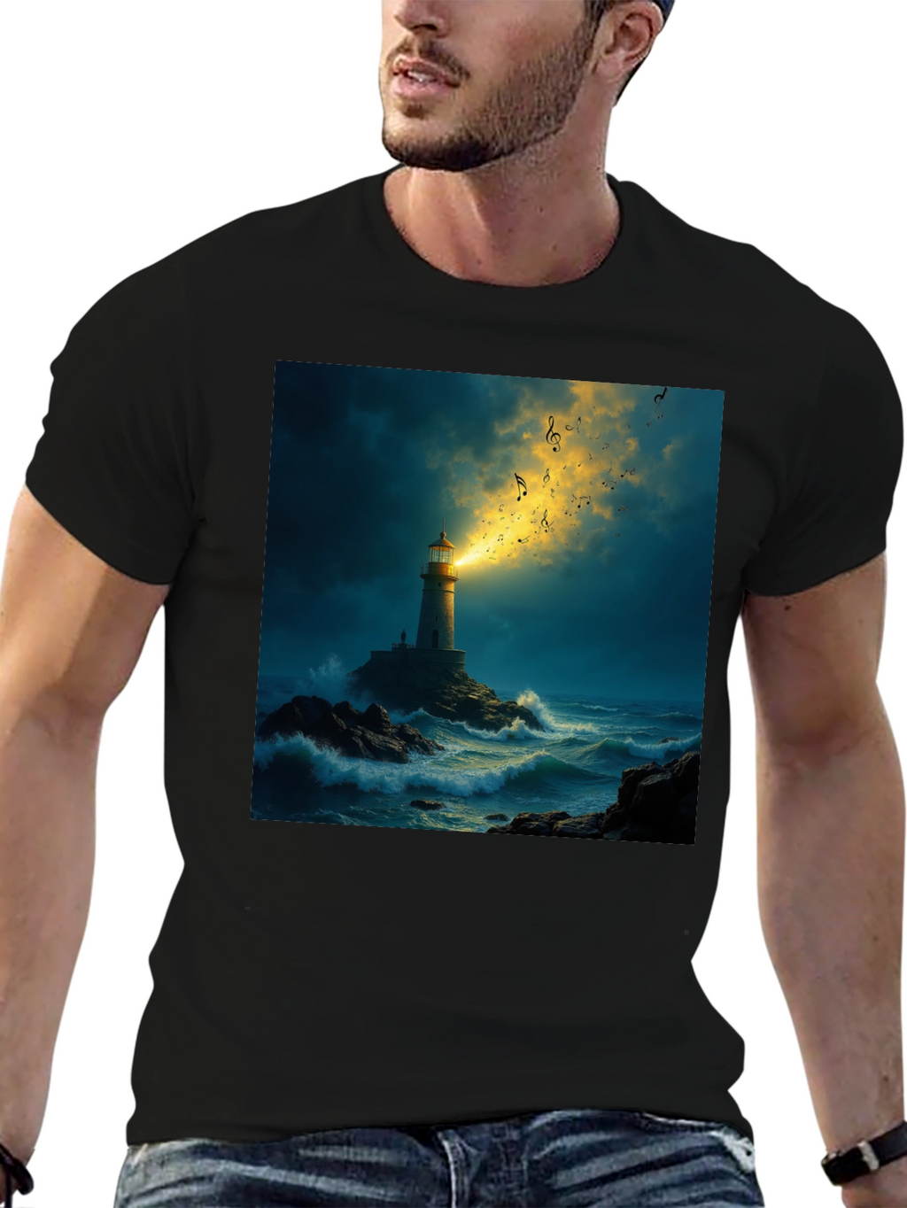 Lighthouse Music T-Shirt - Coastal Graphic Tee