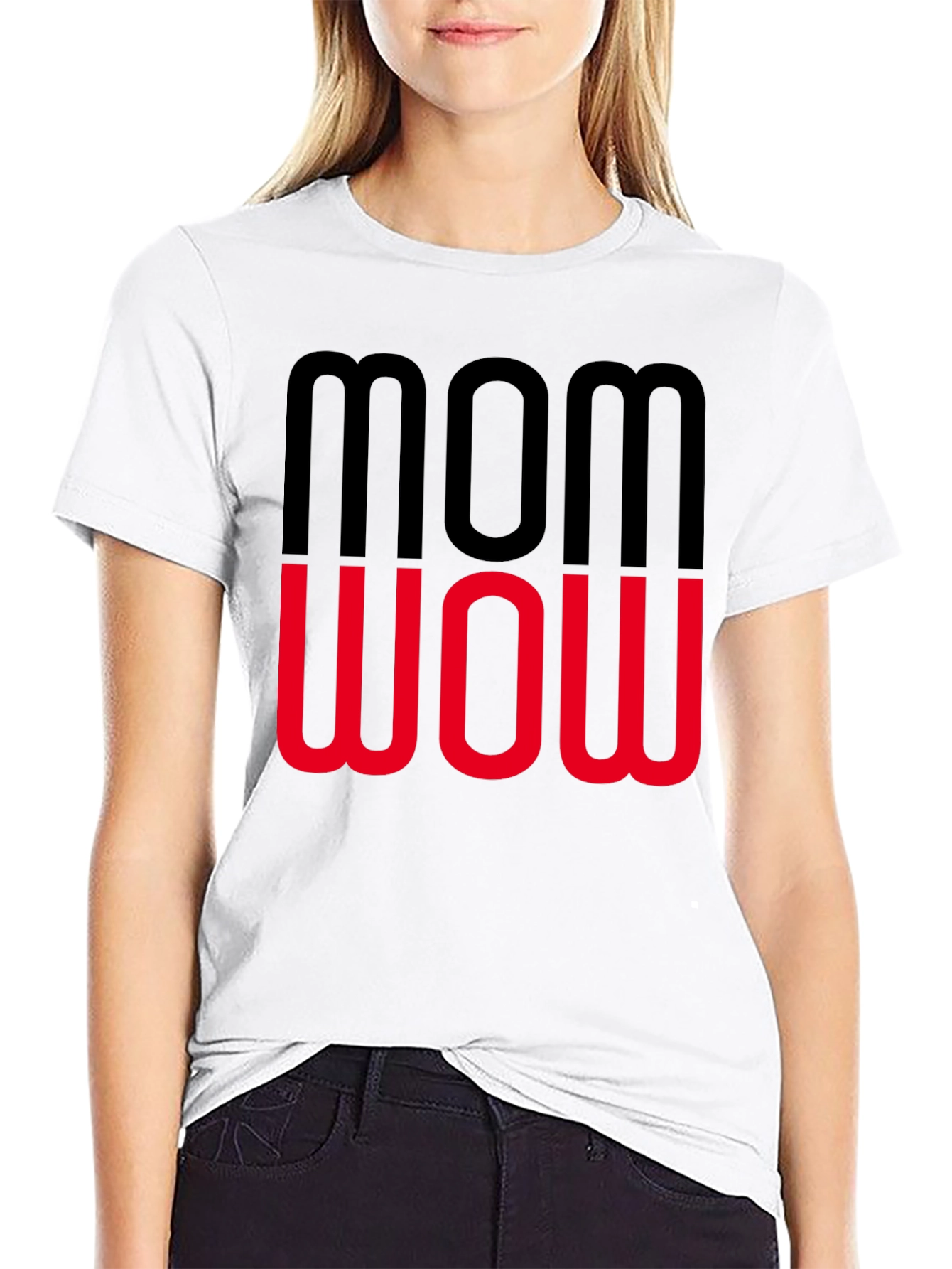 Mom Wow Graphic Tee - Trendy Womens T-Shirt