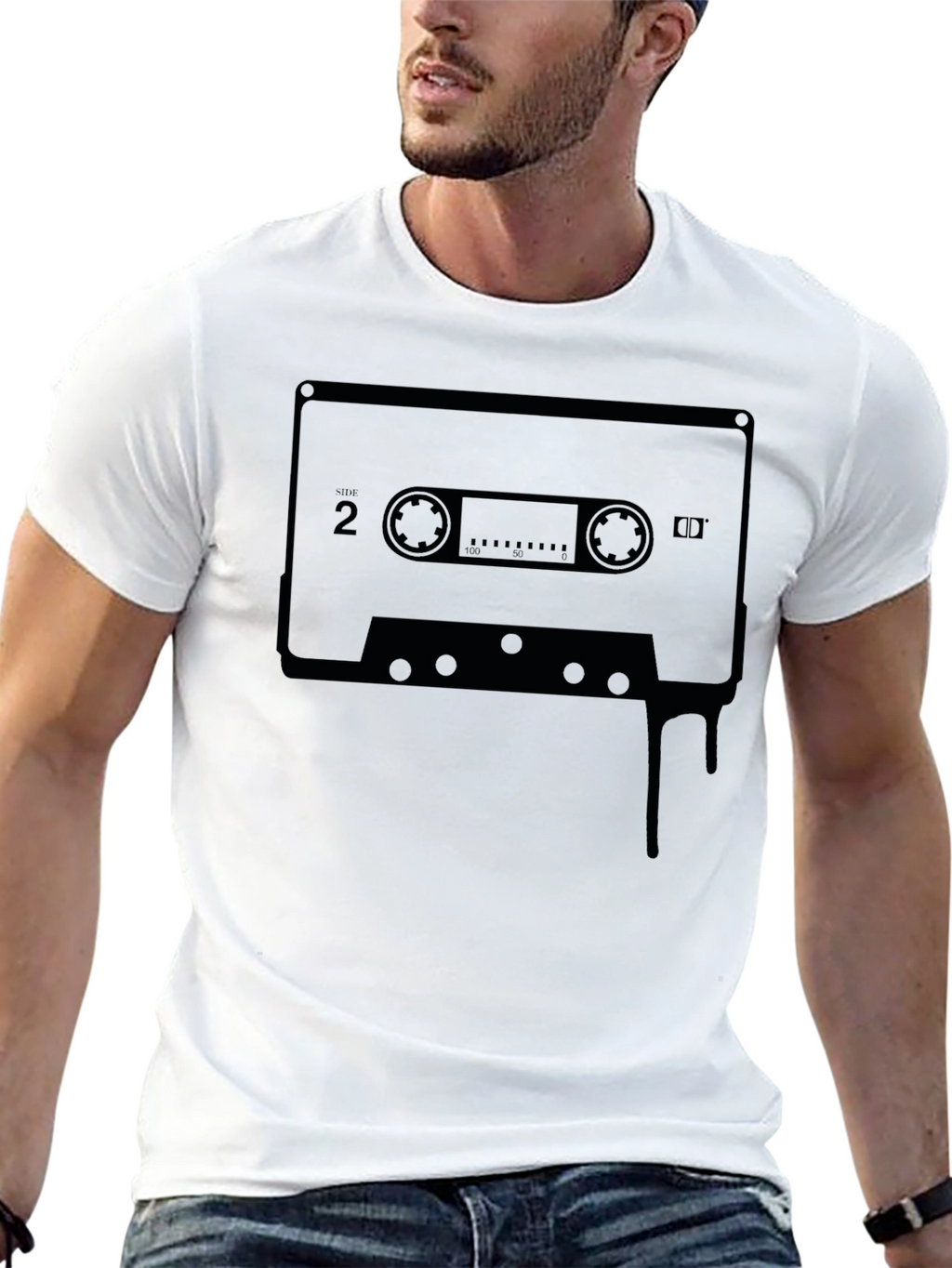 Retro Cassette Tape Graphic Tee - Black