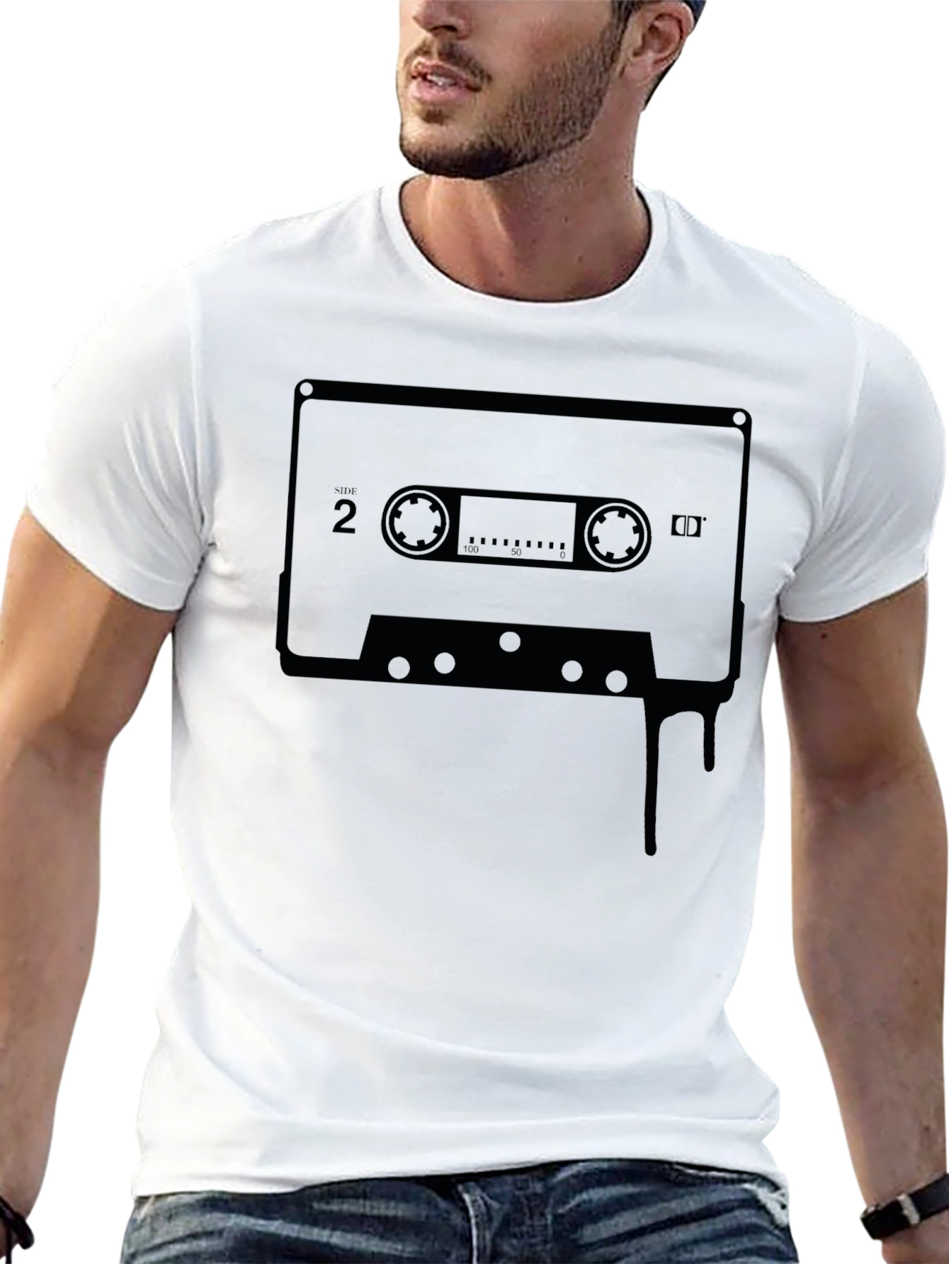 Retro Cassette Tape Graphic Tee - Black
