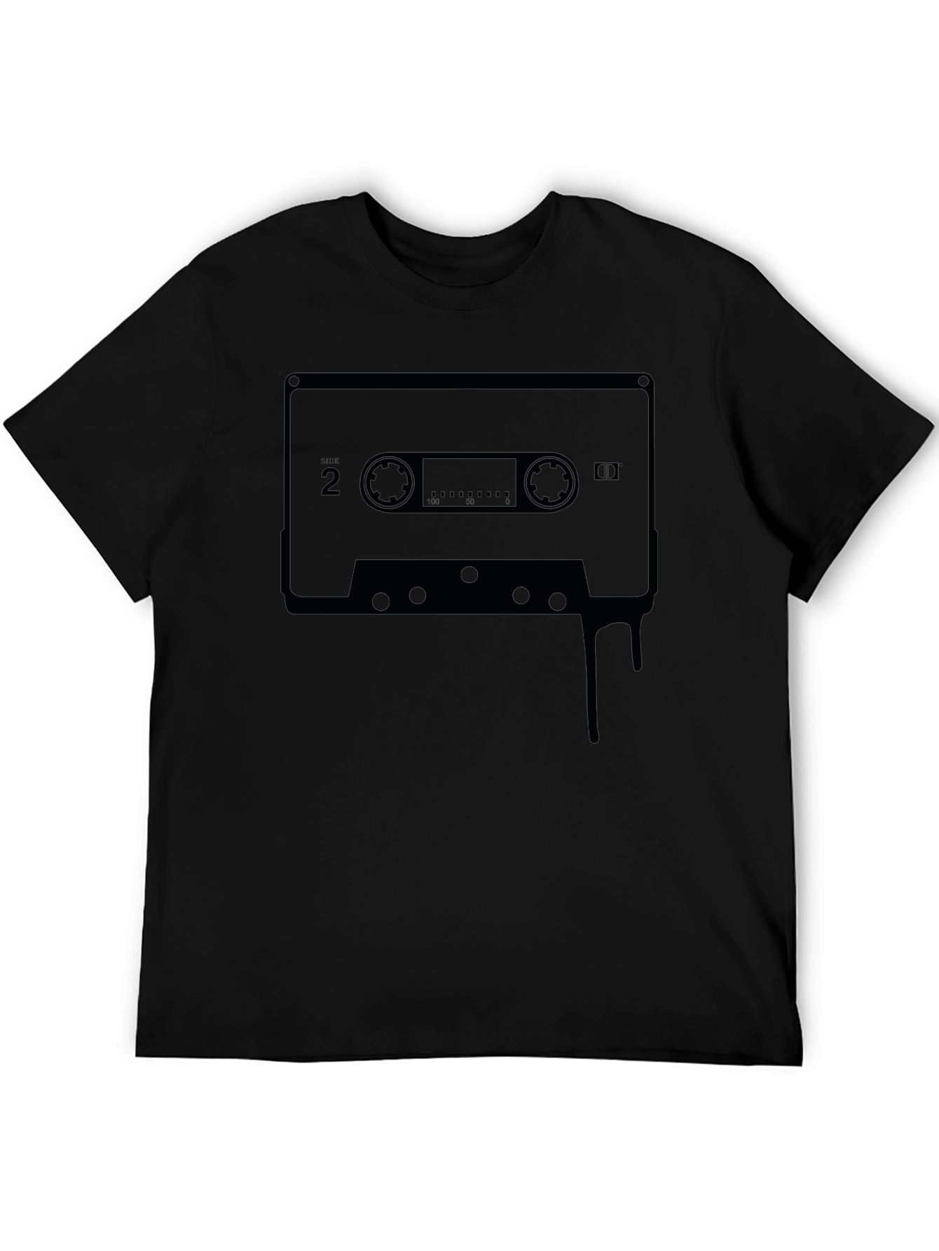 Retro Cassette Tape Graphic Tee - Black