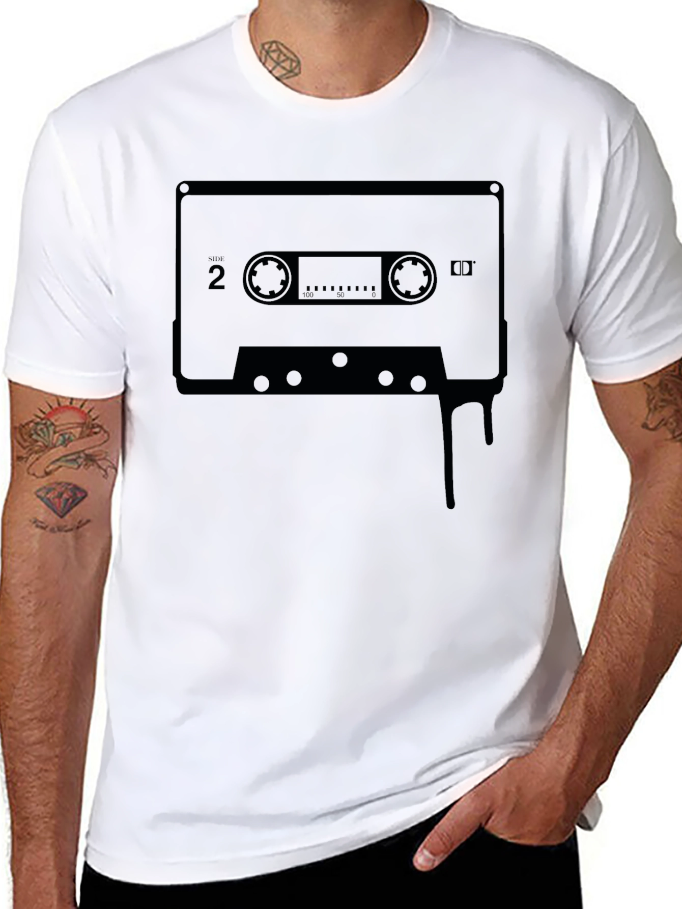 Retro Cassette Tape Graphic Tee - Black