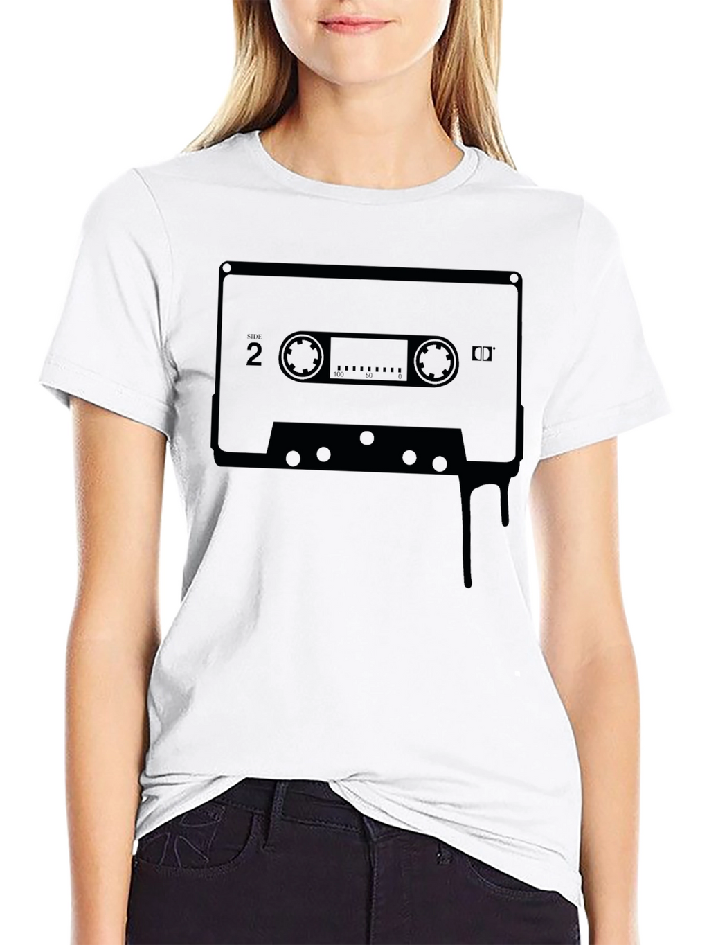 Retro Cassette Tape Graphic Tee - Black