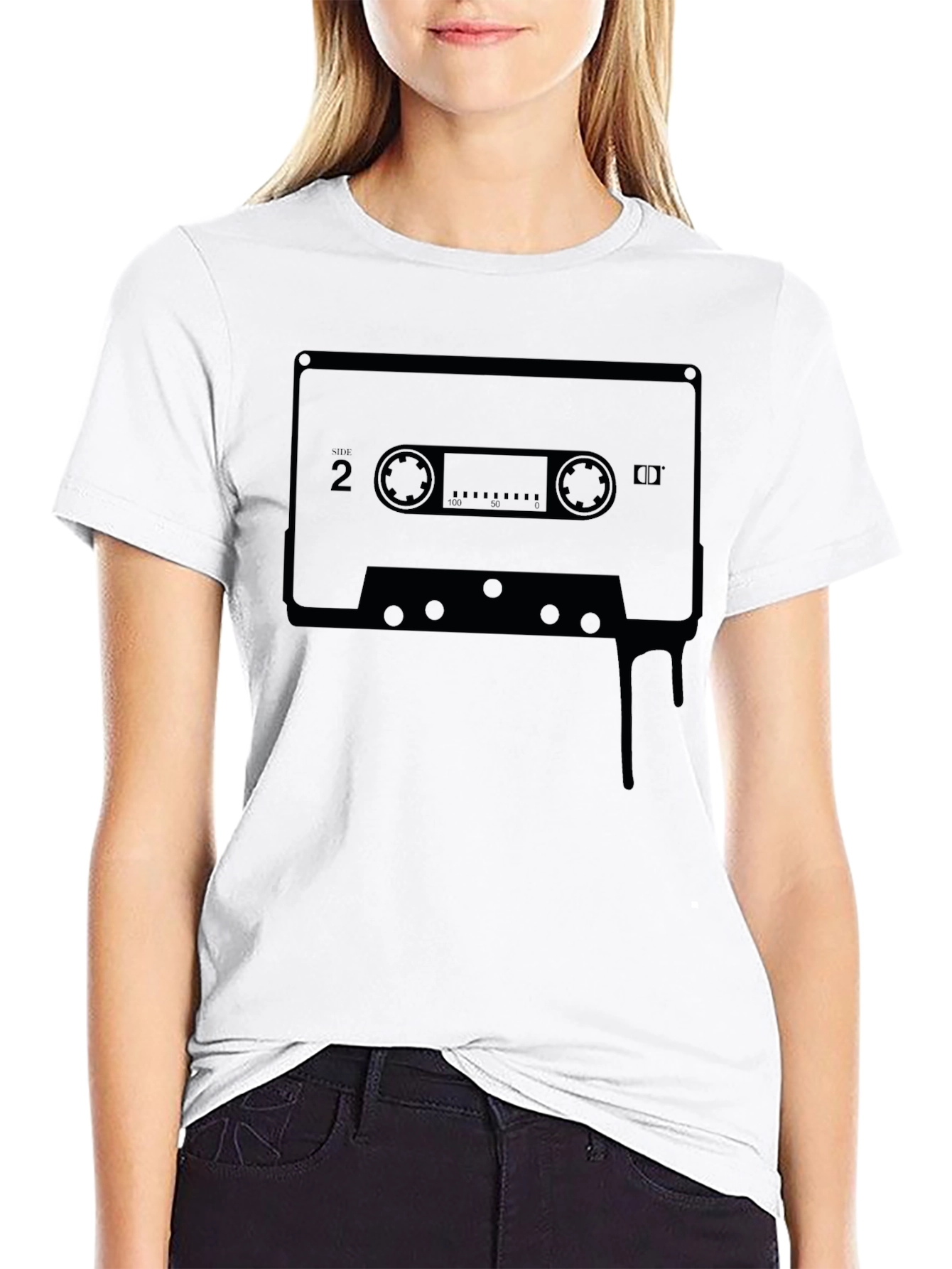 Retro Cassette Tape Graphic Tee - Black
