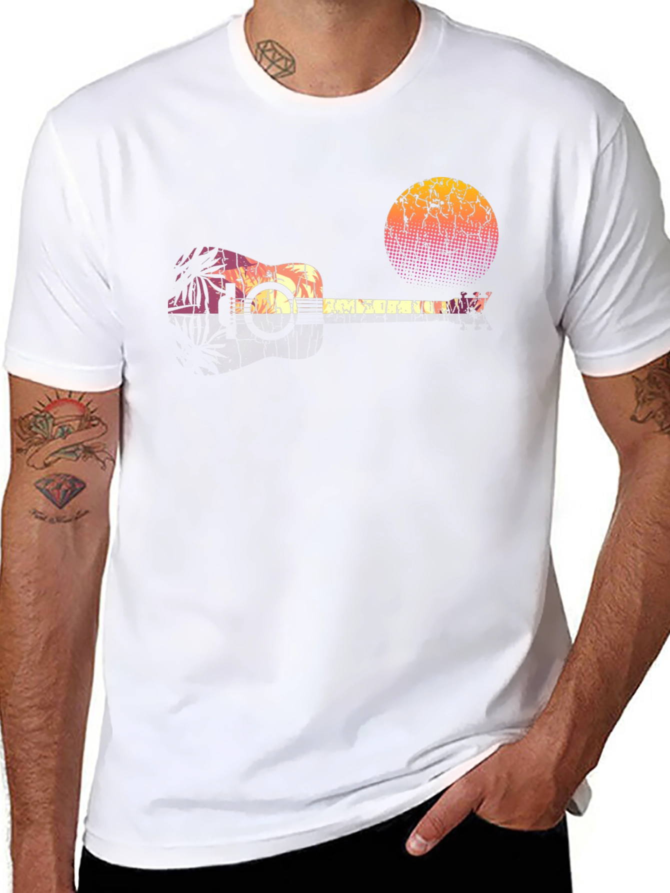 Retro Ukulele Sunset Graphic Tee