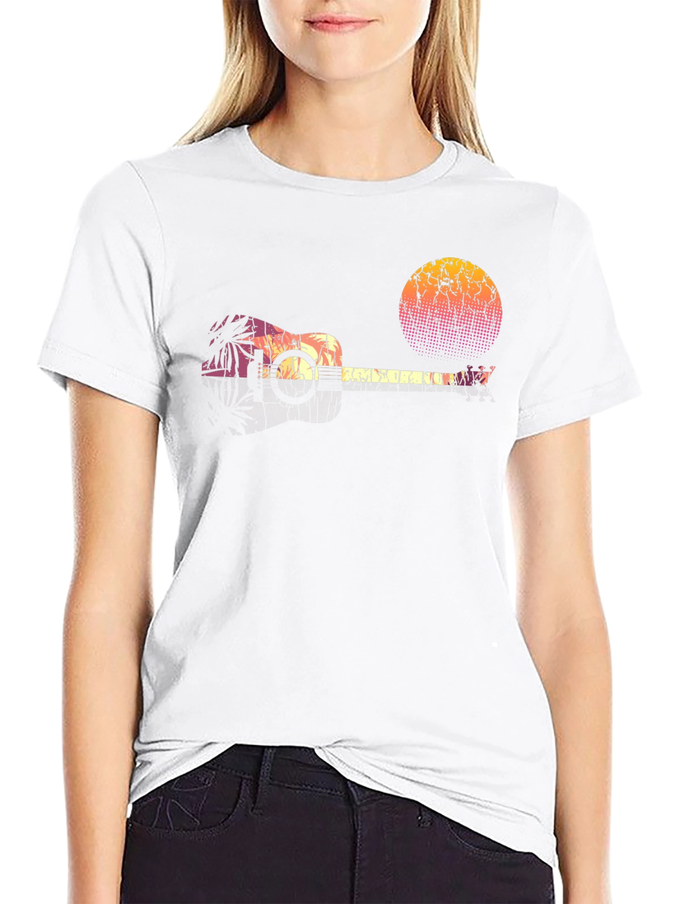 Retro Ukulele Sunset Graphic Tee
