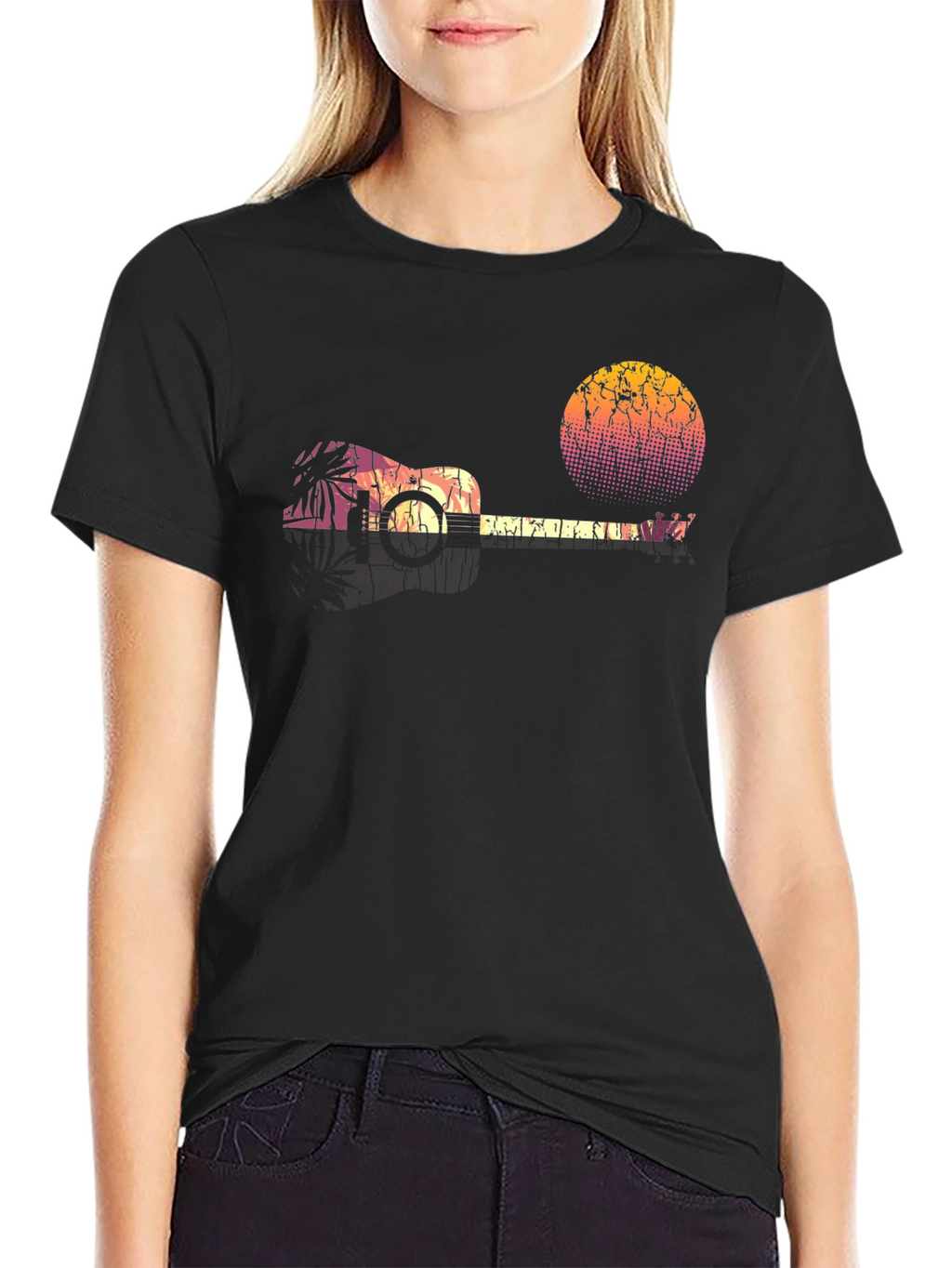 Retro Ukulele Sunset Graphic Tee
