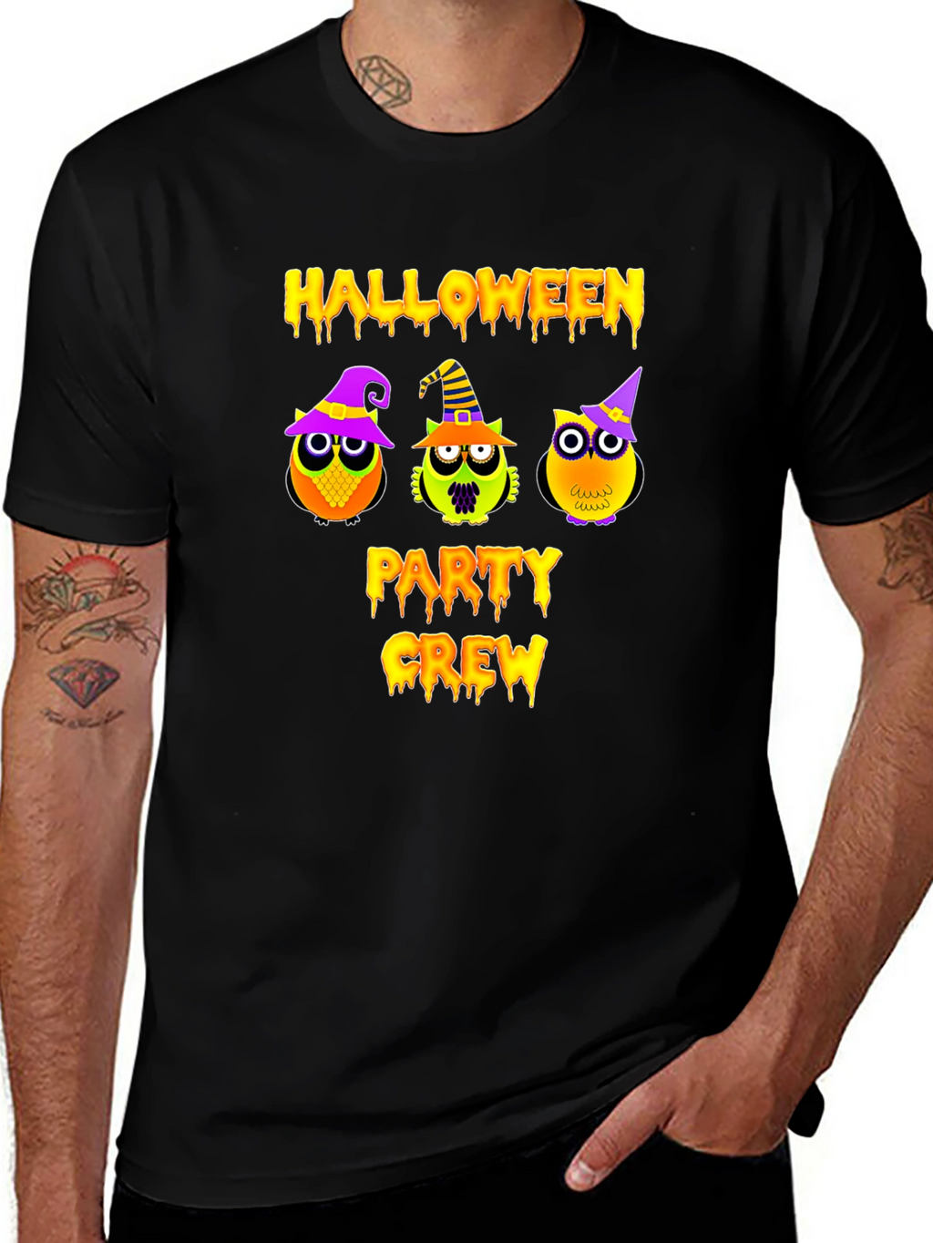 Halloween Party Crew T-Shirt with Owl Design