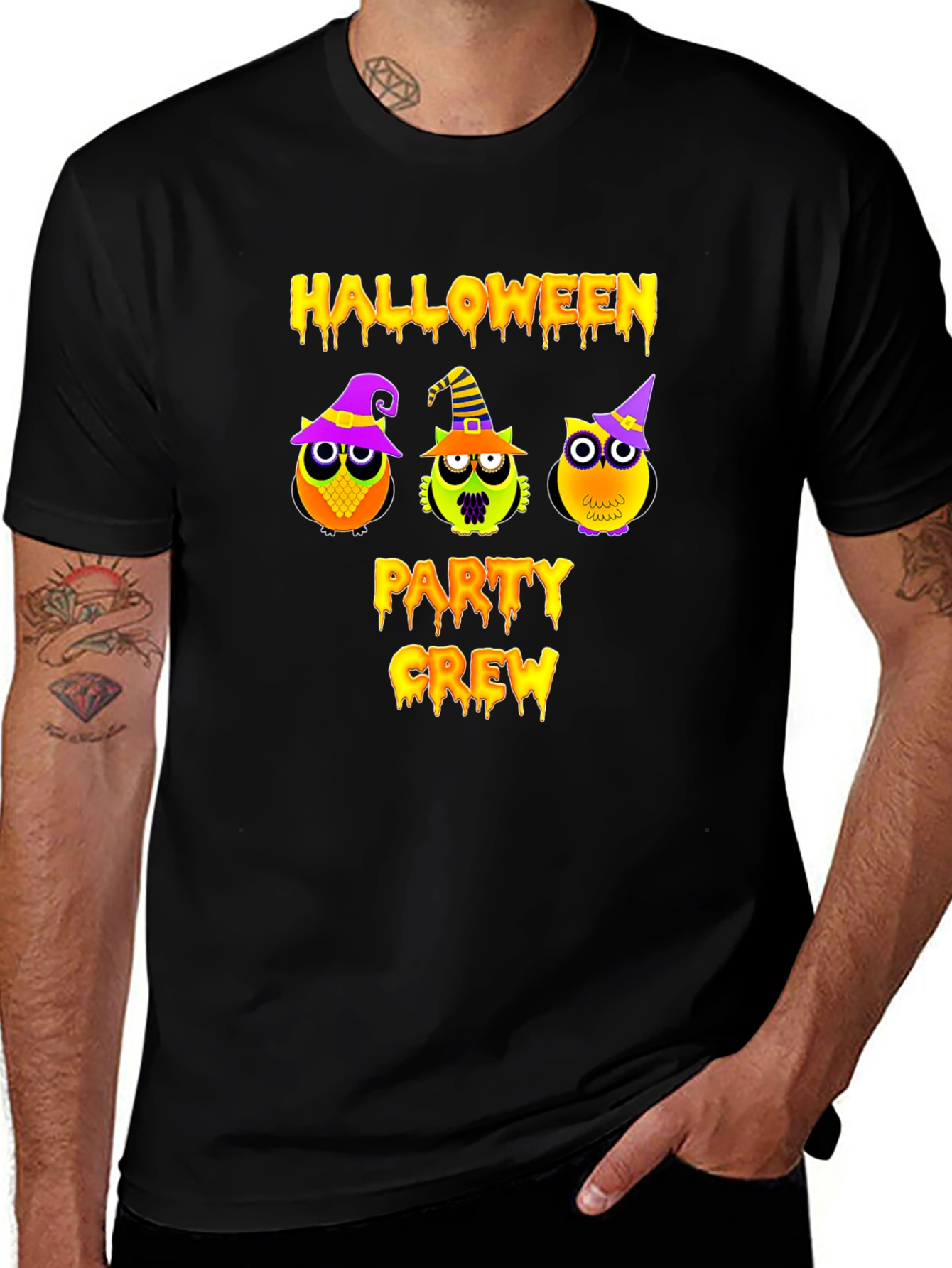 Halloween Party Crew T-Shirt with Owl Design