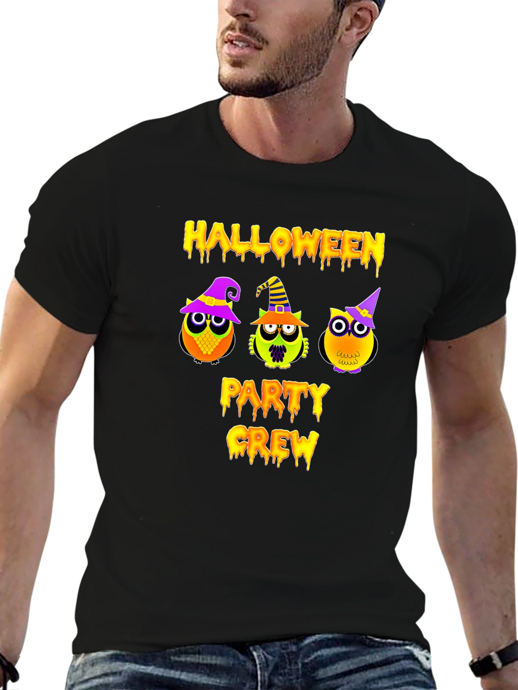 Halloween Party Crew T-Shirt with Owl Design