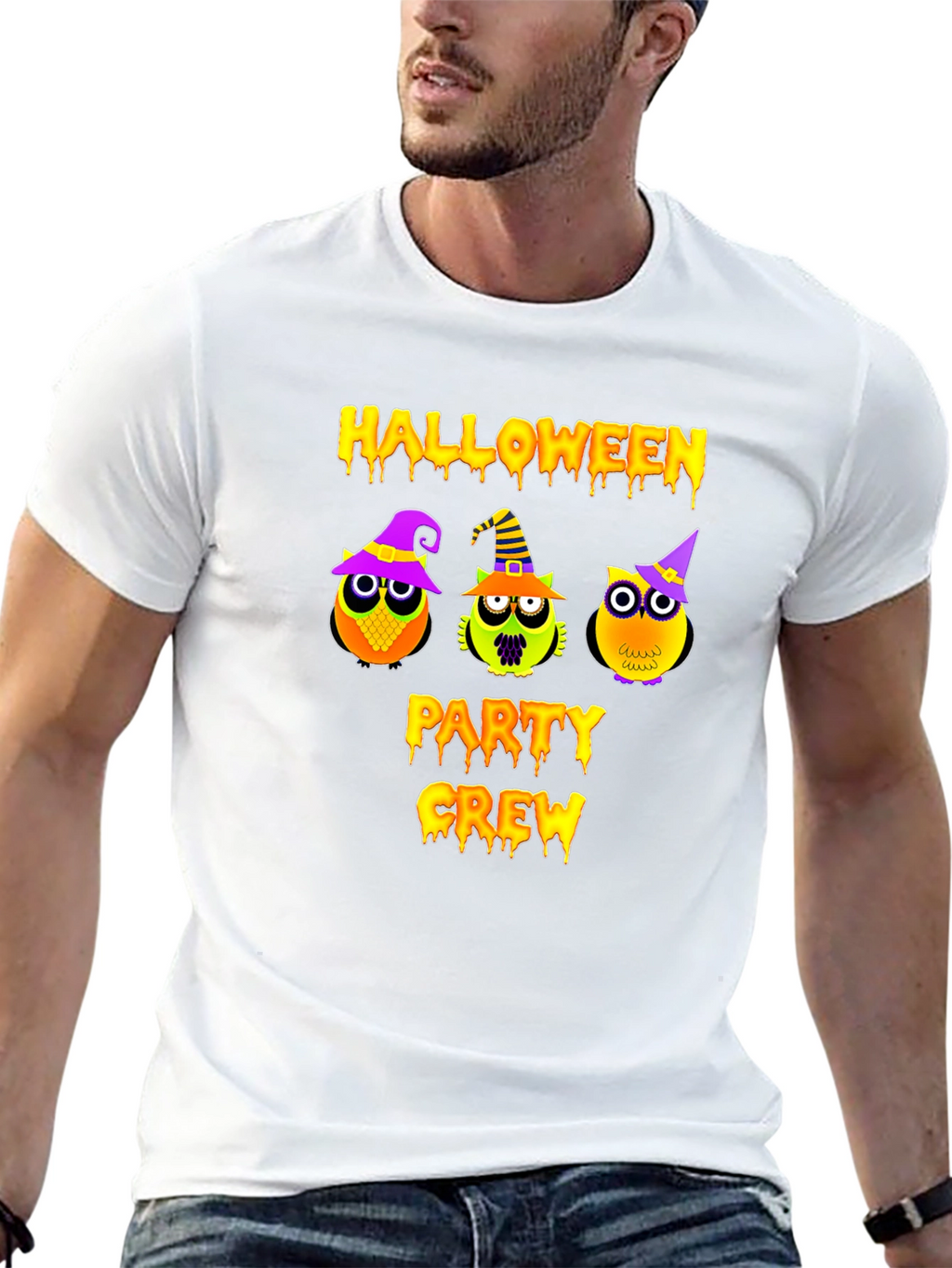 Halloween Party Crew T-Shirt with Owl Design