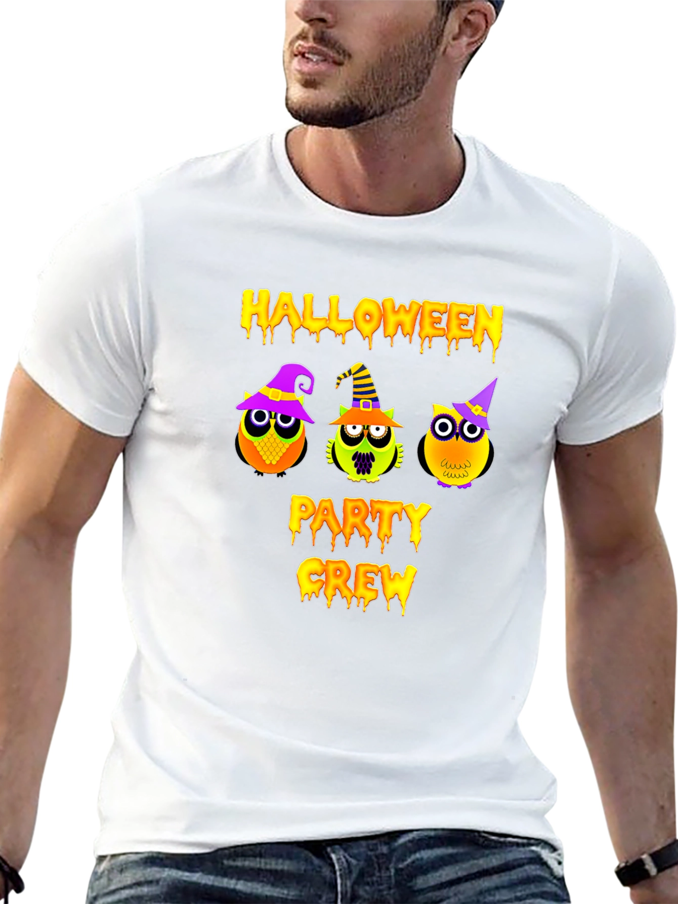 Halloween Party Crew T-Shirt with Owl Design