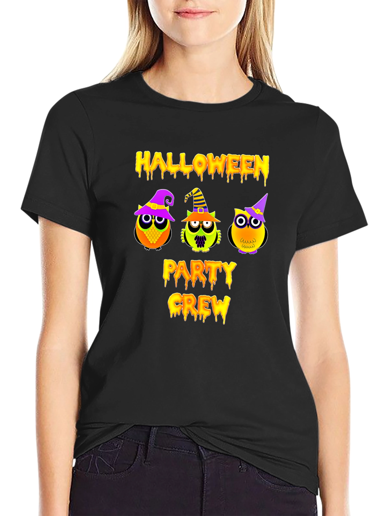 Halloween Party Crew T-Shirt with Owl Design
