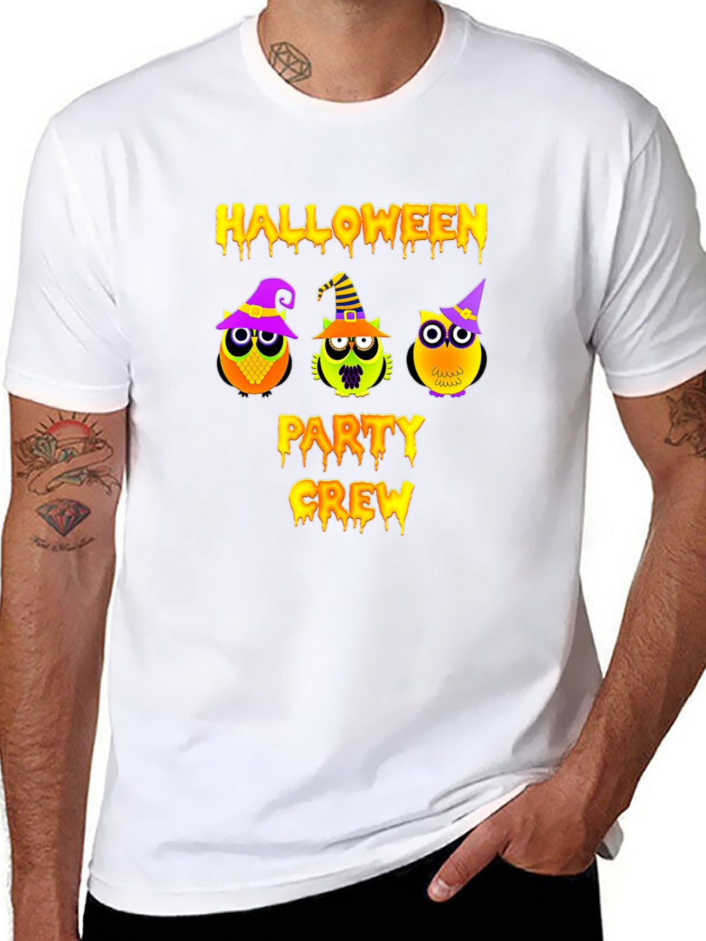 Halloween Party Crew T-Shirt with Owl Design