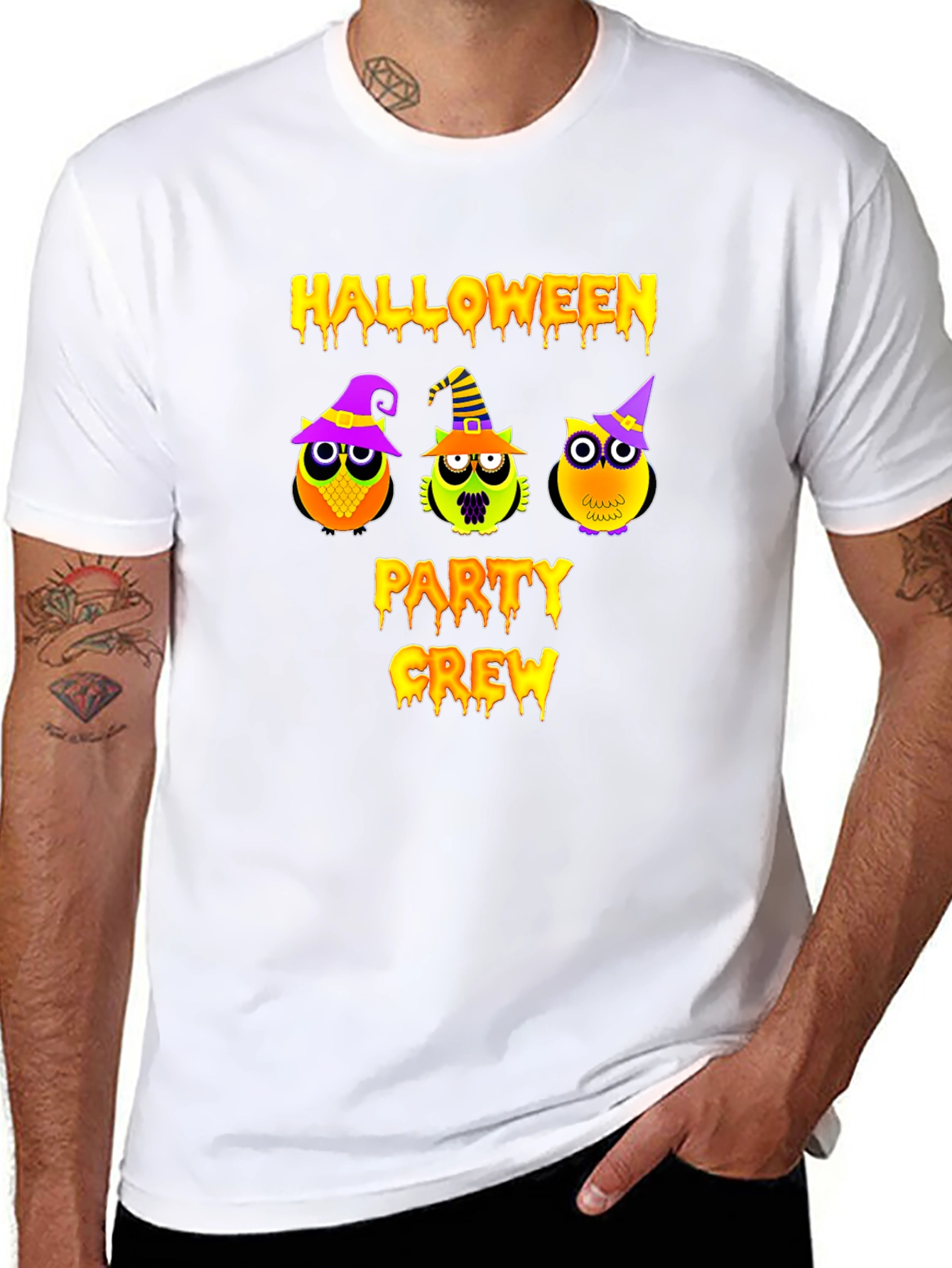Halloween Party Crew T-Shirt with Owl Design