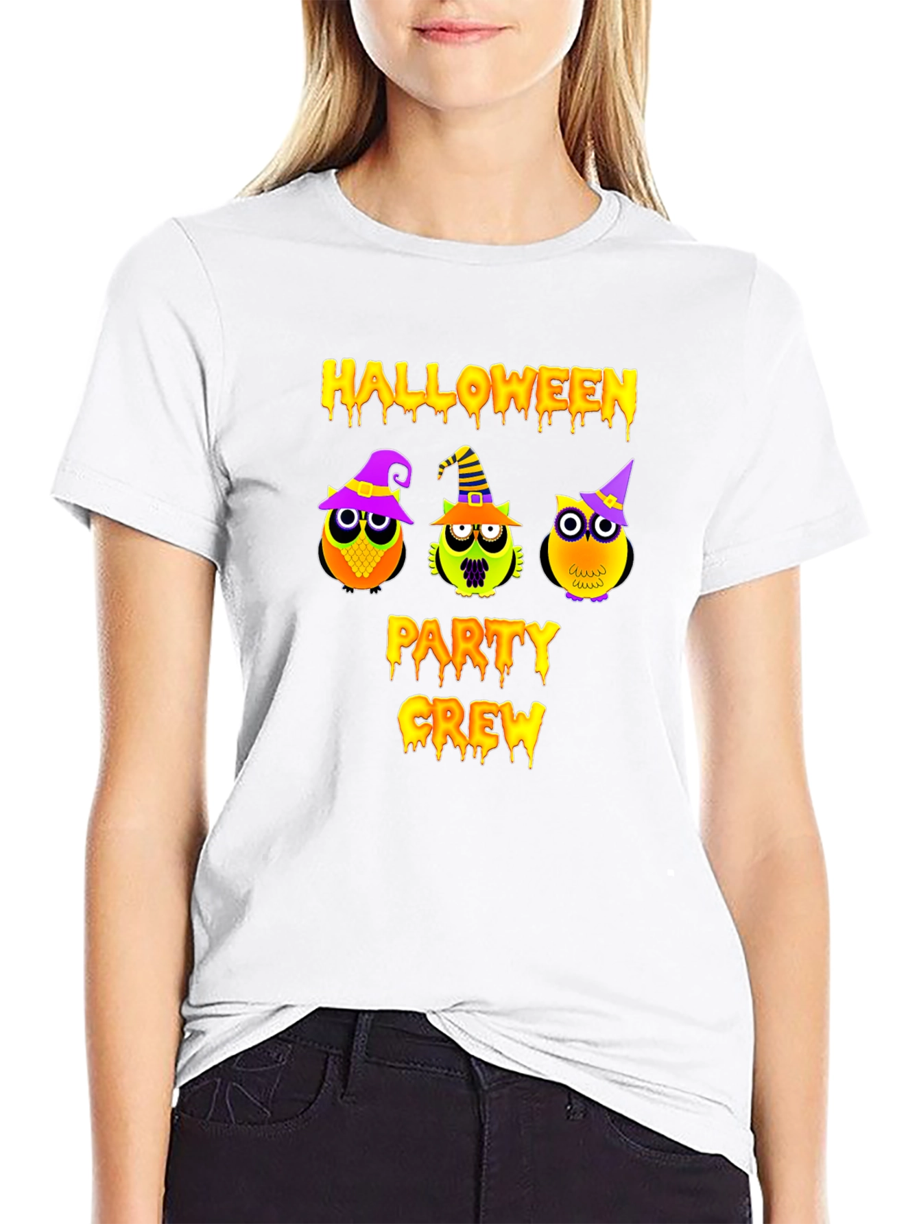 Halloween Party Crew T-Shirt with Owl Design