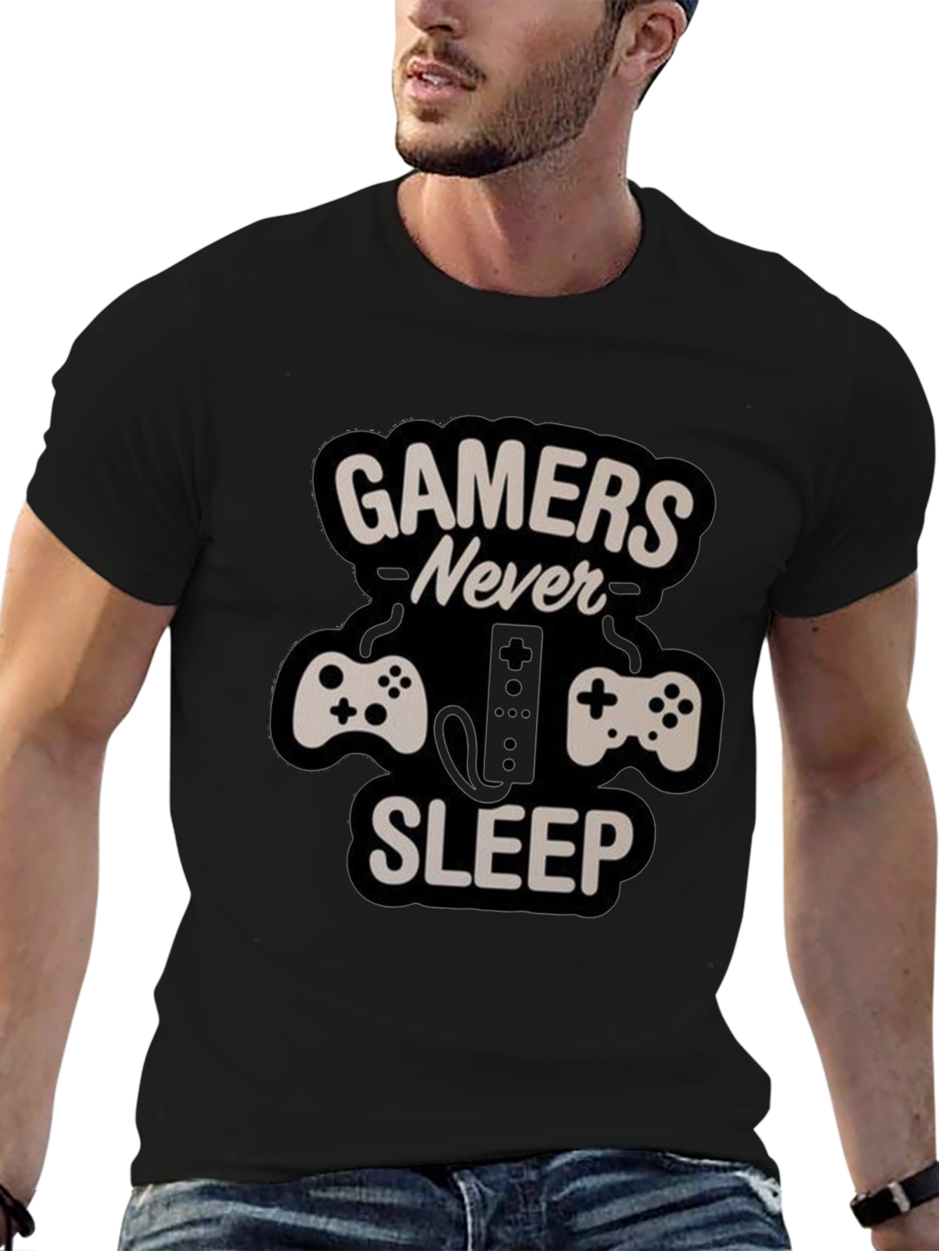 Gamers Never Sleep T-Shirt - Black Gaming Tee