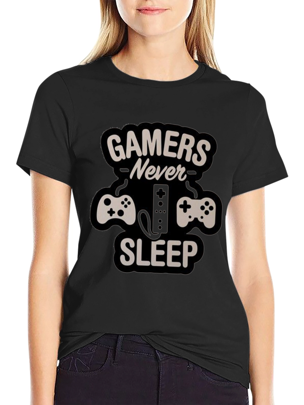 Gamers Never Sleep T-Shirt - Black Gaming Tee