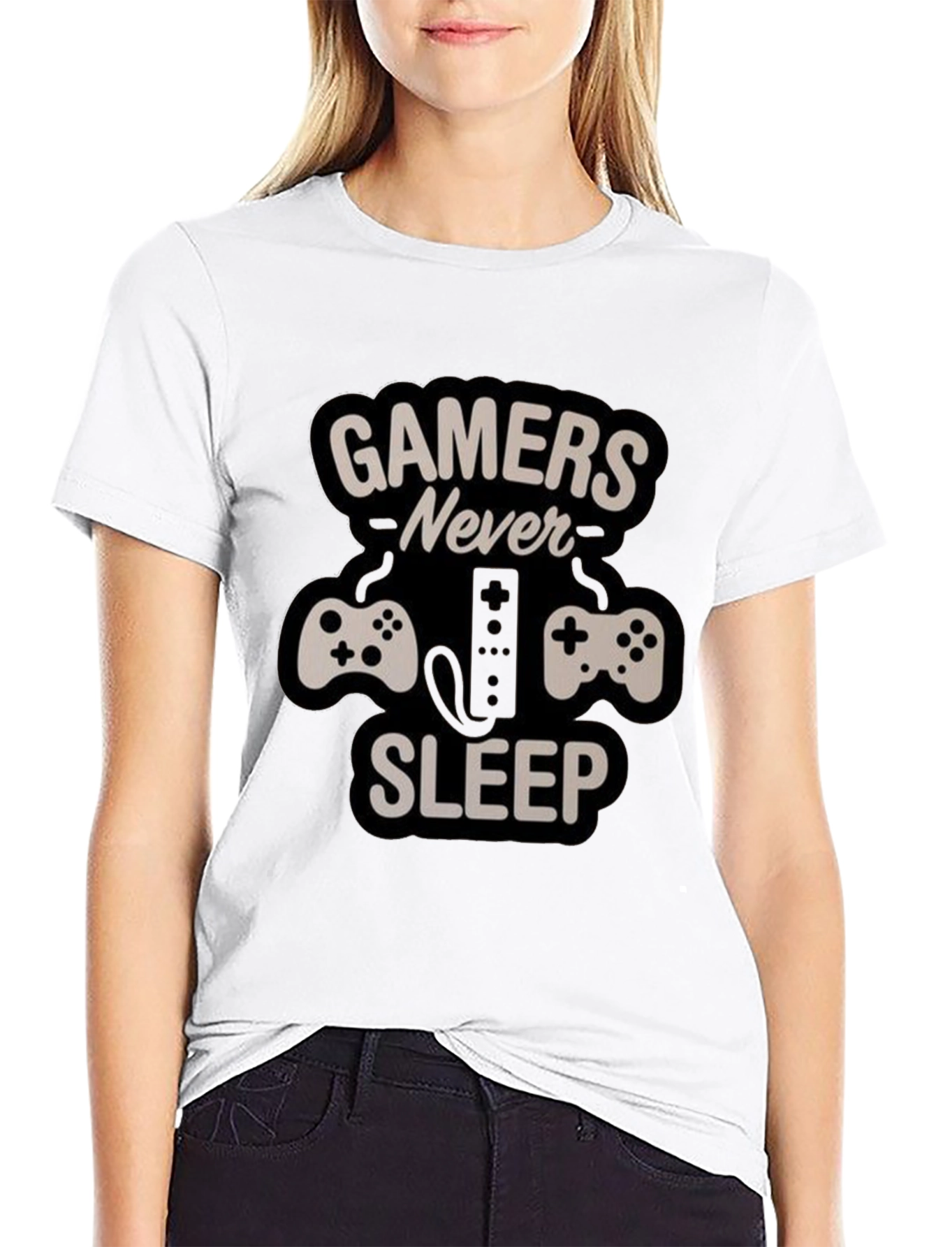 Gamers Never Sleep T-Shirt - Black Gaming Tee