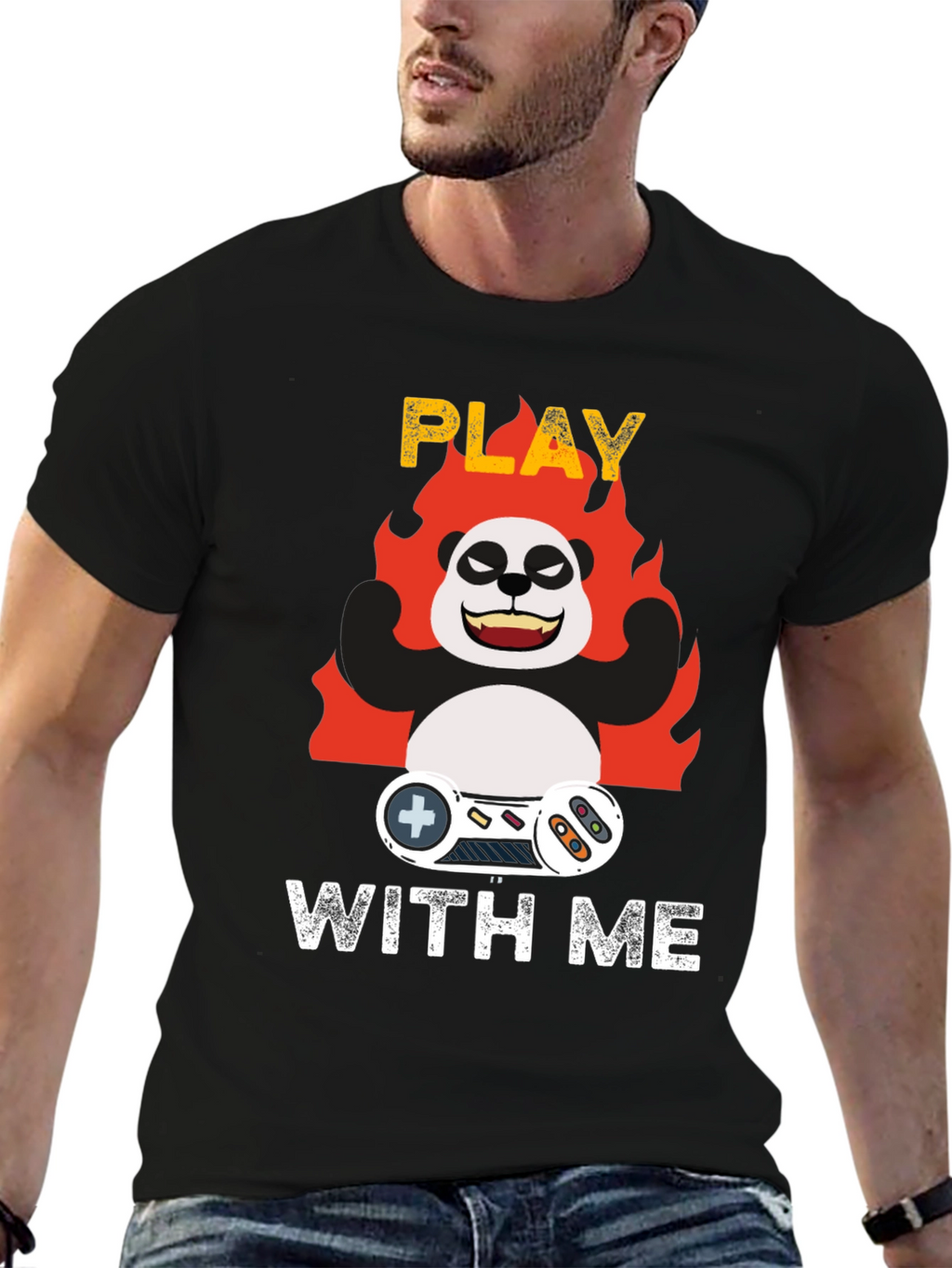 Play With Me Panda Gamer T-Shirt