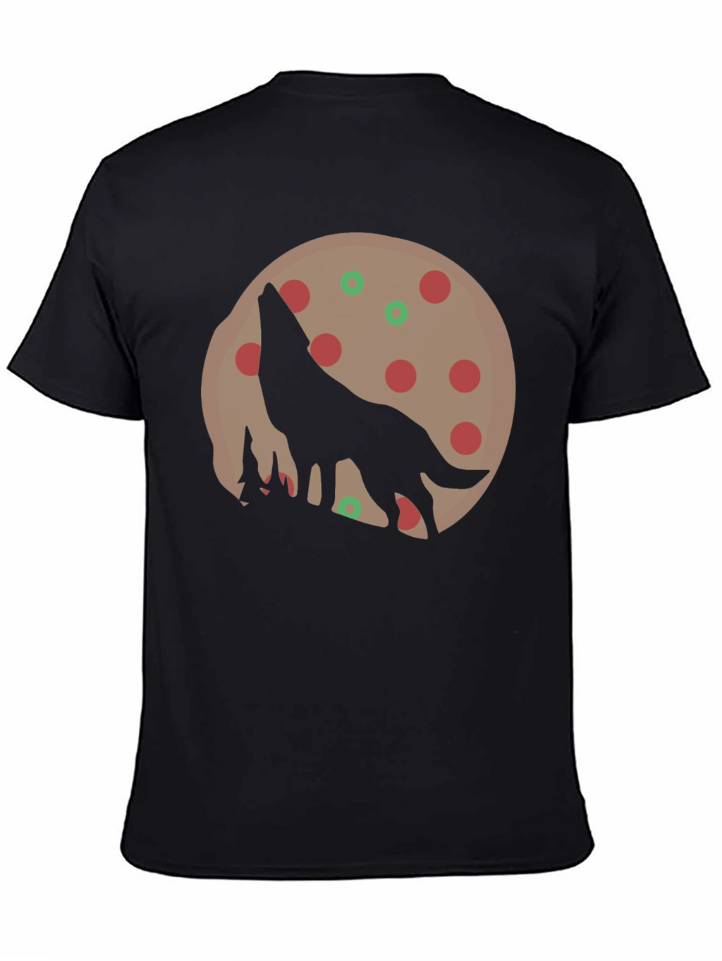 Wolf Pizza Moon Graphic Tee - Black Cotton T-Shirt