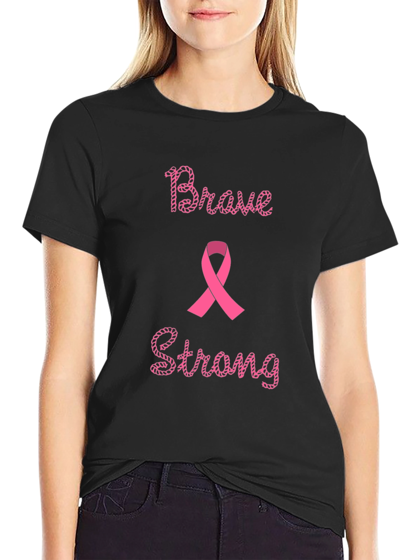 Brave & Strong Breast Cancer Awareness T-Shirt