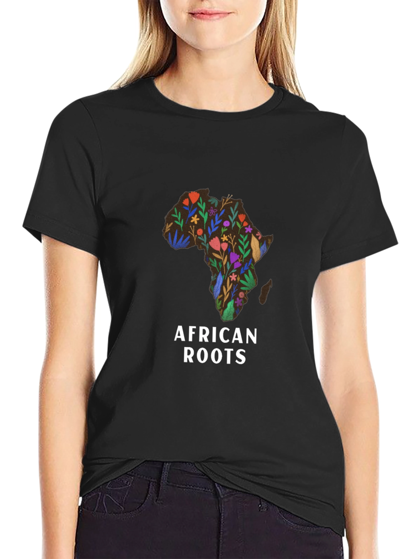 African Roots Floral Graphic T-Shirt
