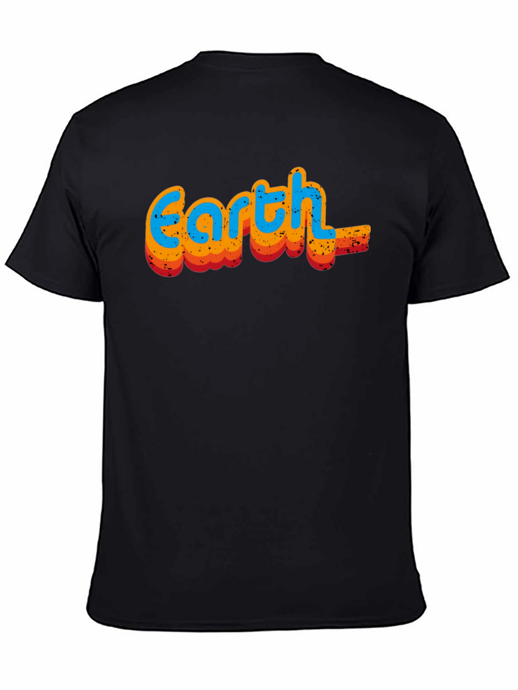 Retro Earth Graphic Tee - Black Cotton T-Shirt