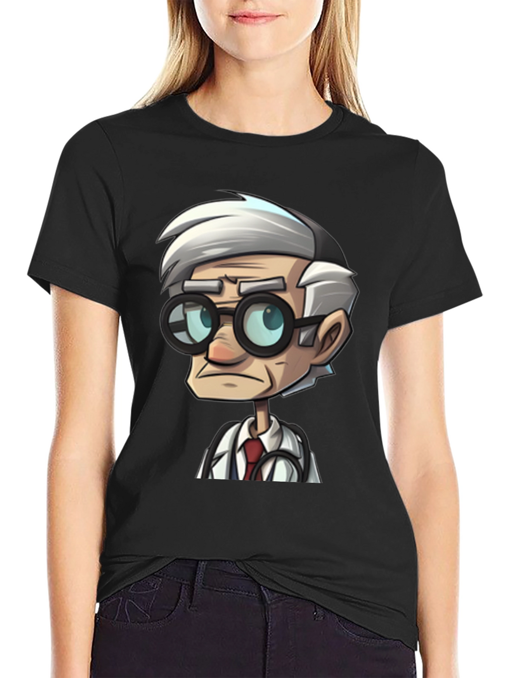 Doctor Cartoon Black T-Shirt