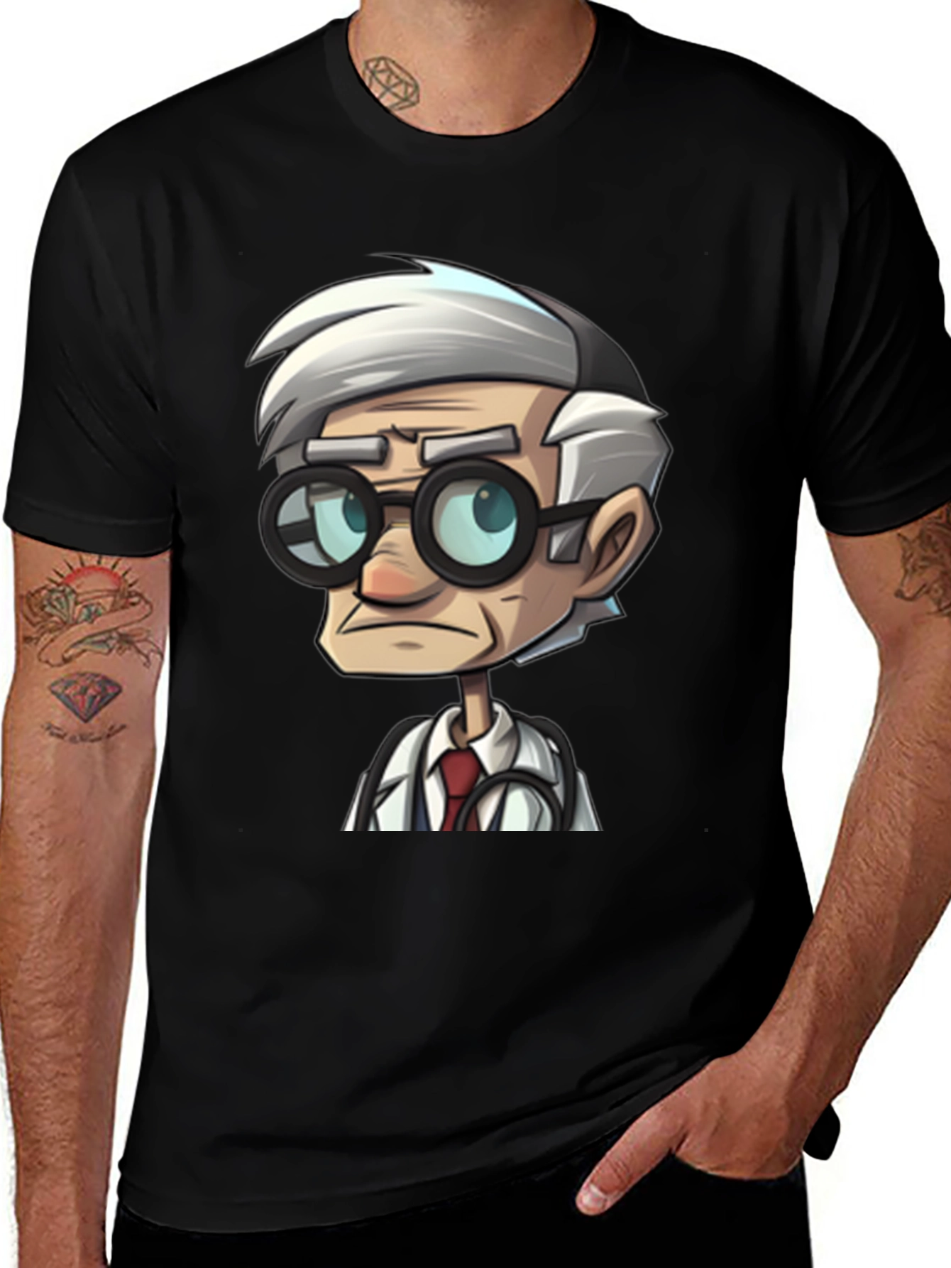Doctor Cartoon Black T-Shirt
