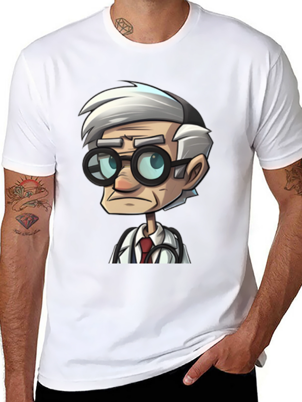 Doctor Cartoon Black T-Shirt