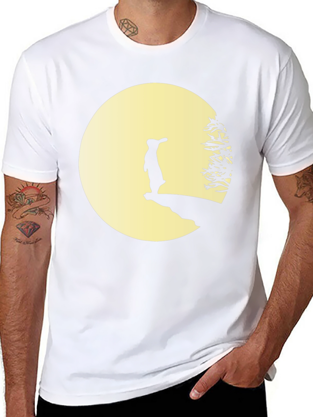Silhouette Rabbit on Moon T-Shirt