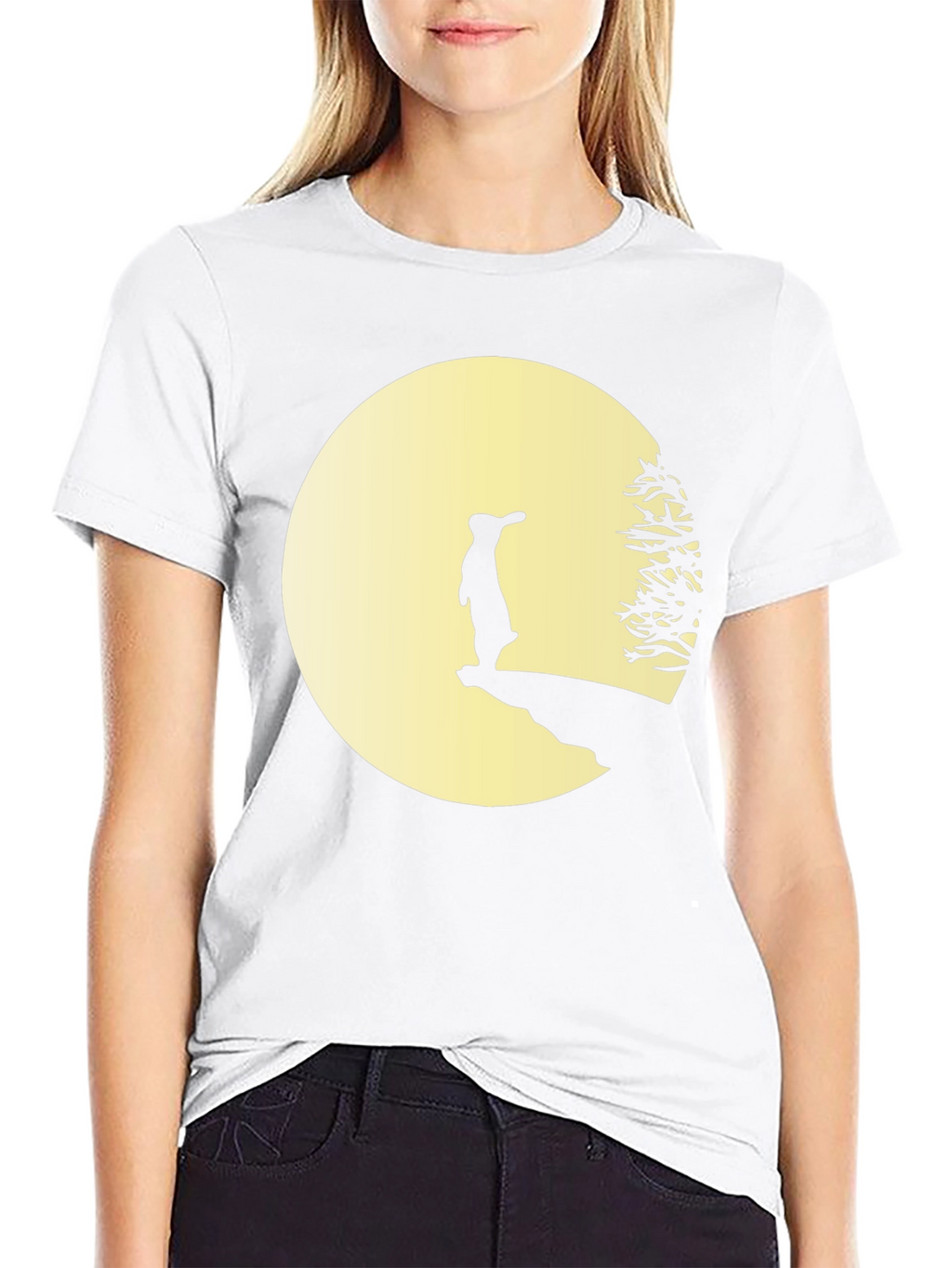 Silhouette Rabbit on Moon T-Shirt