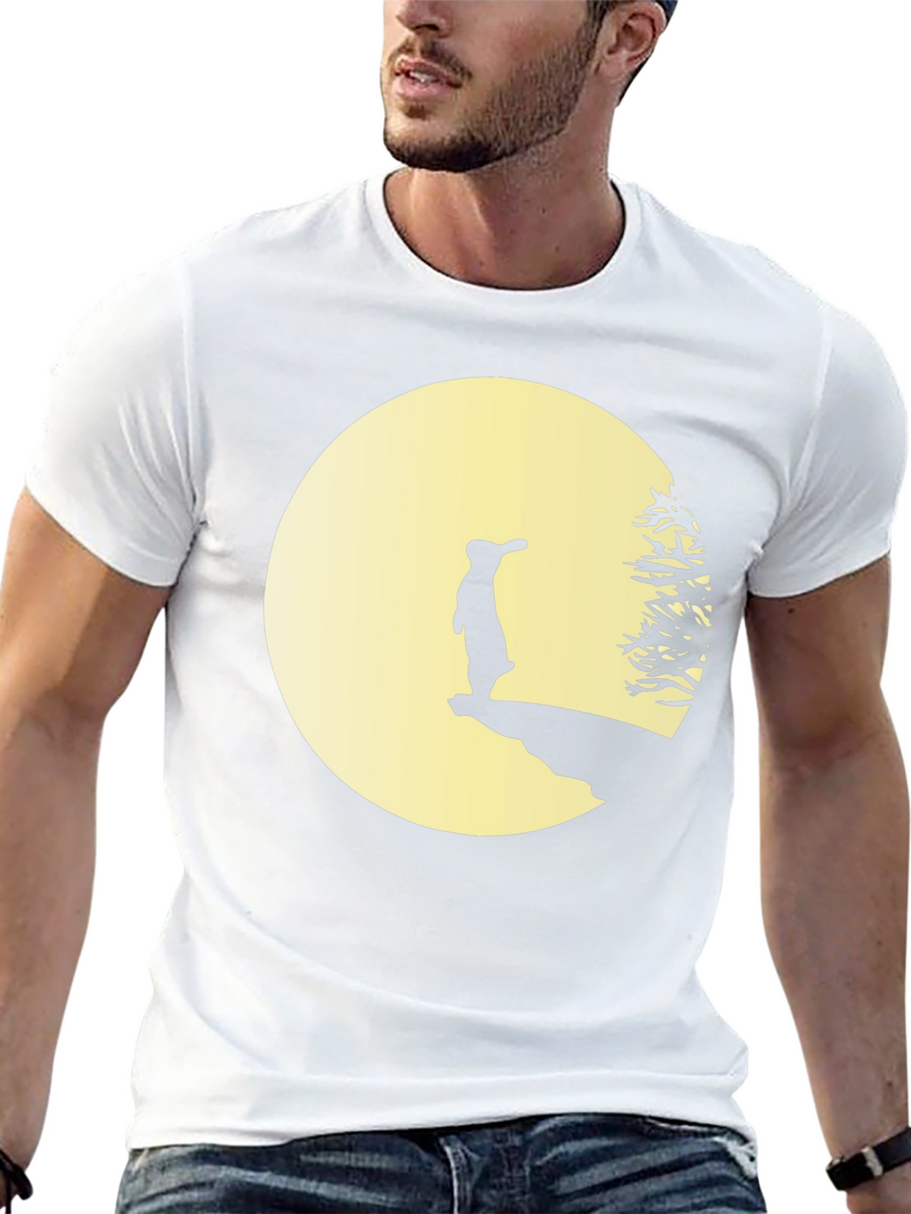 Silhouette Rabbit on Moon T-Shirt
