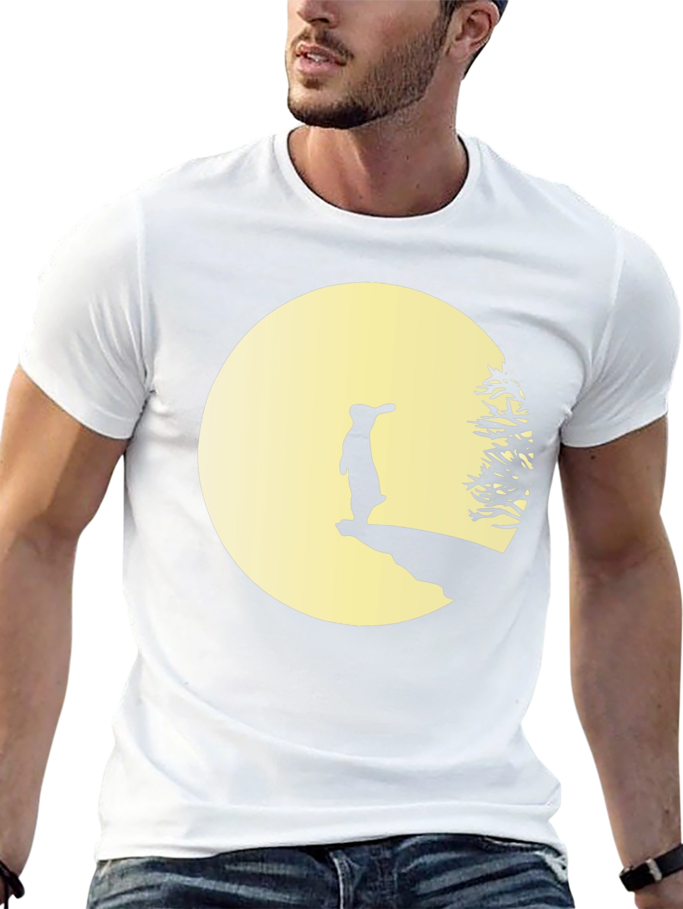 Silhouette Rabbit on Moon T-Shirt