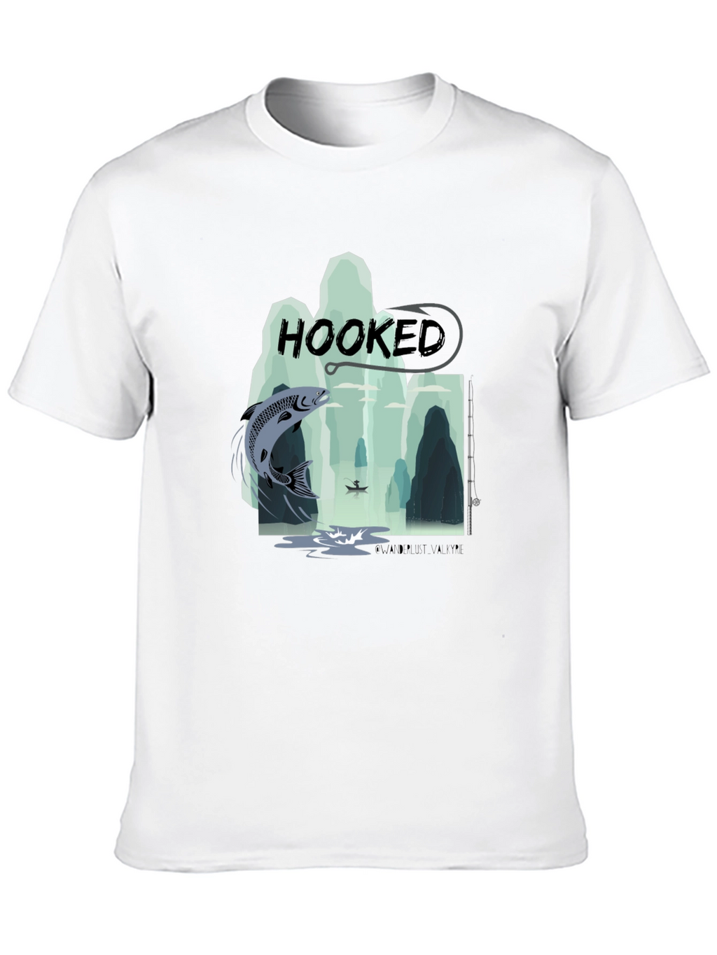 Hooked Fishing Graphic T-Shirt