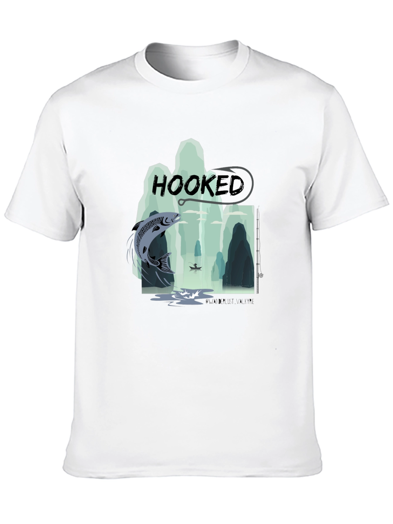 Hooked Fishing Graphic T-Shirt