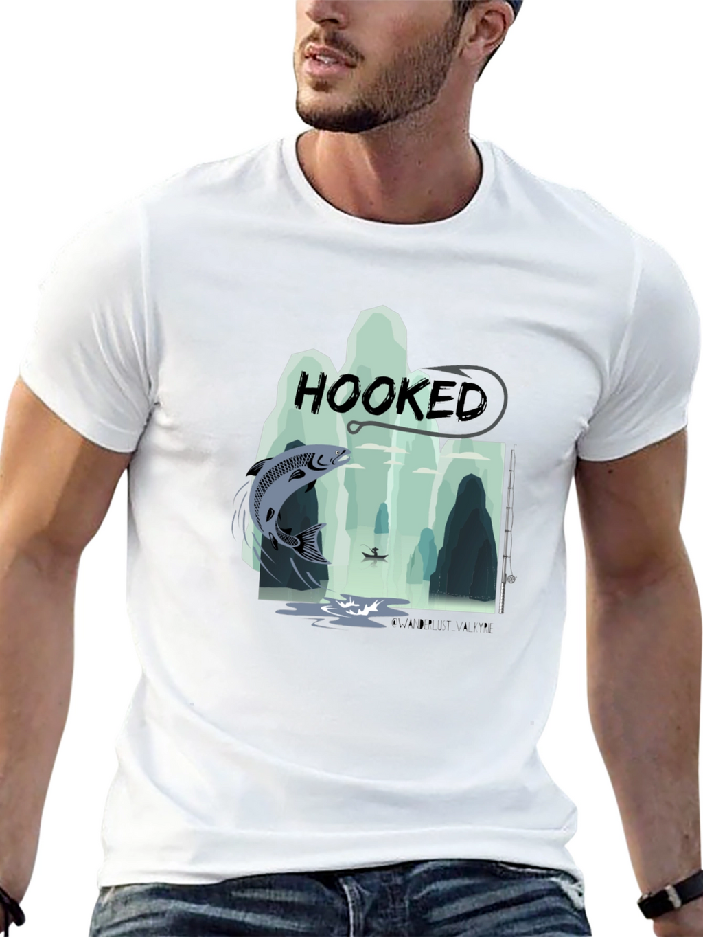 Hooked Fishing Graphic T-Shirt