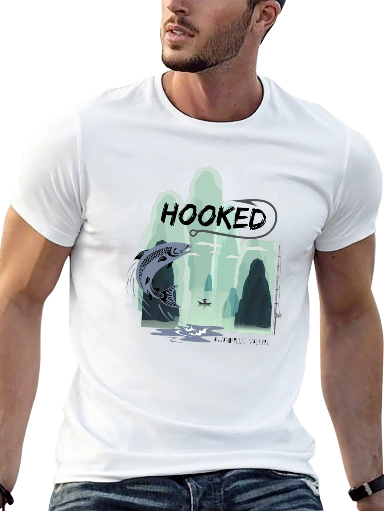 Hooked Fishing Graphic T-Shirt