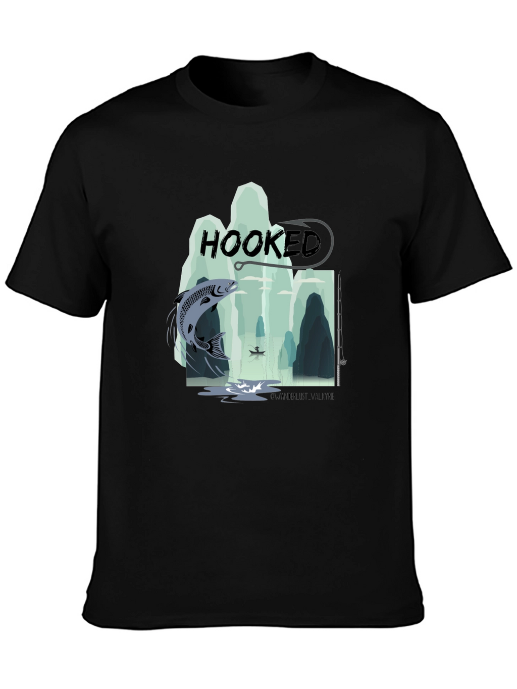 Hooked Fishing Graphic T-Shirt