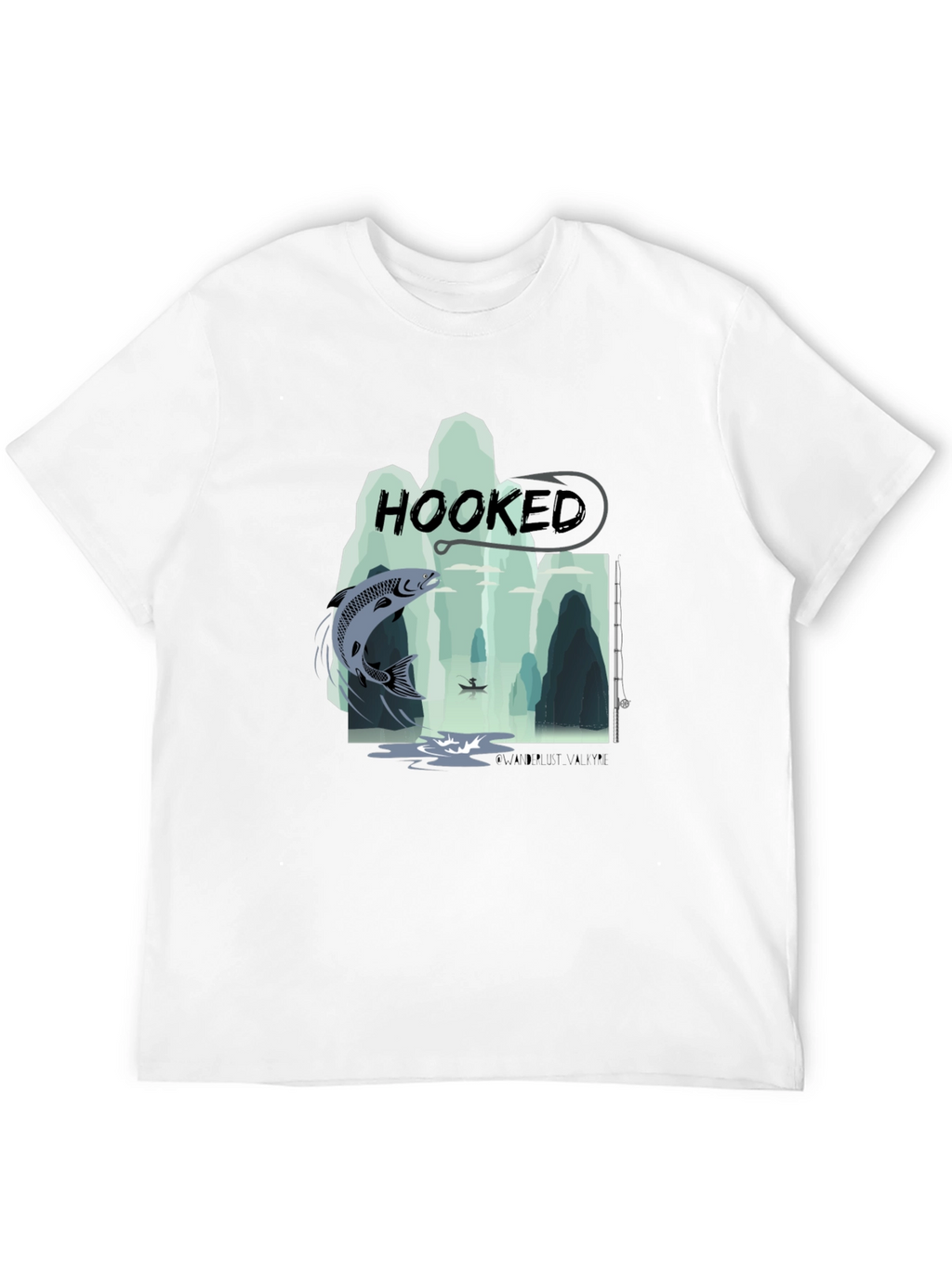 Hooked Fishing Graphic T-Shirt
