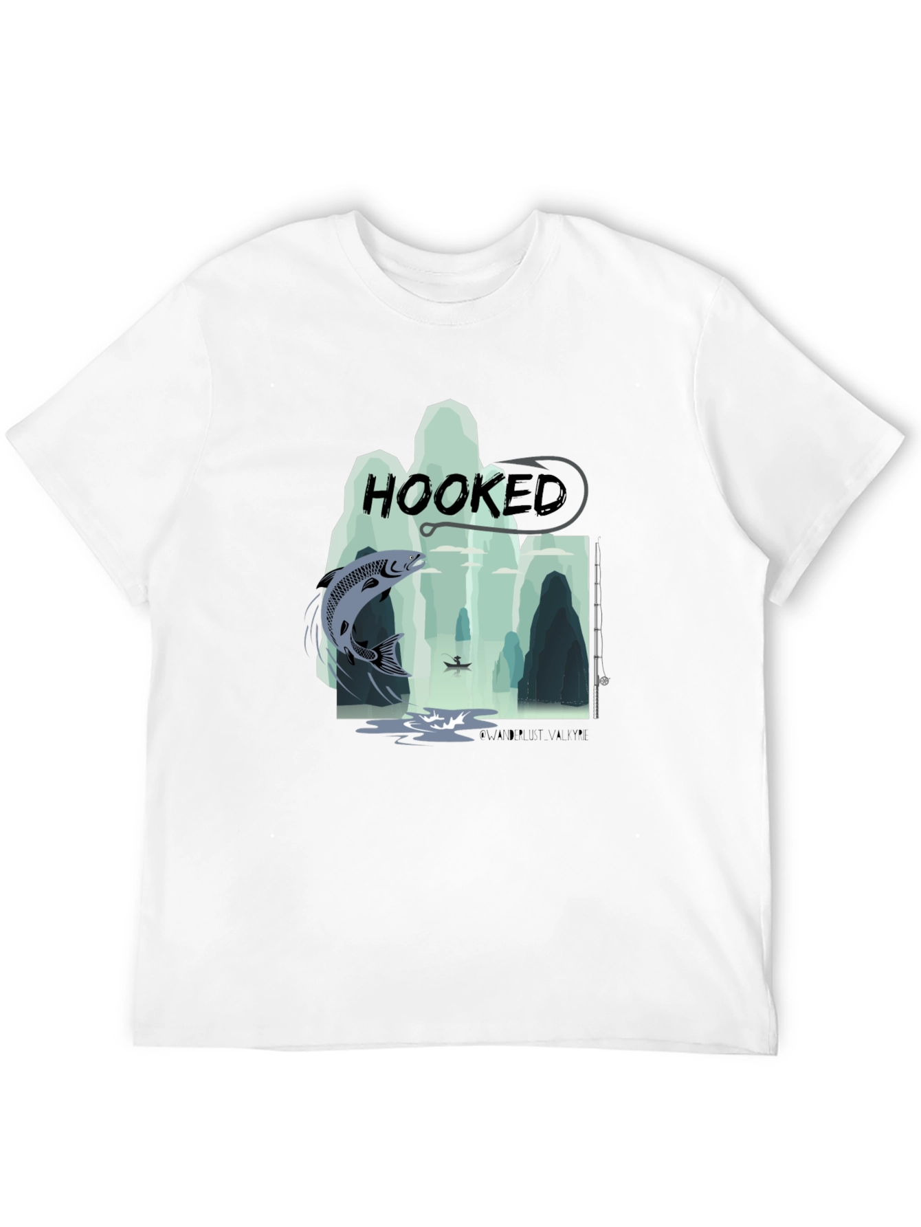Hooked Fishing Graphic T-Shirt