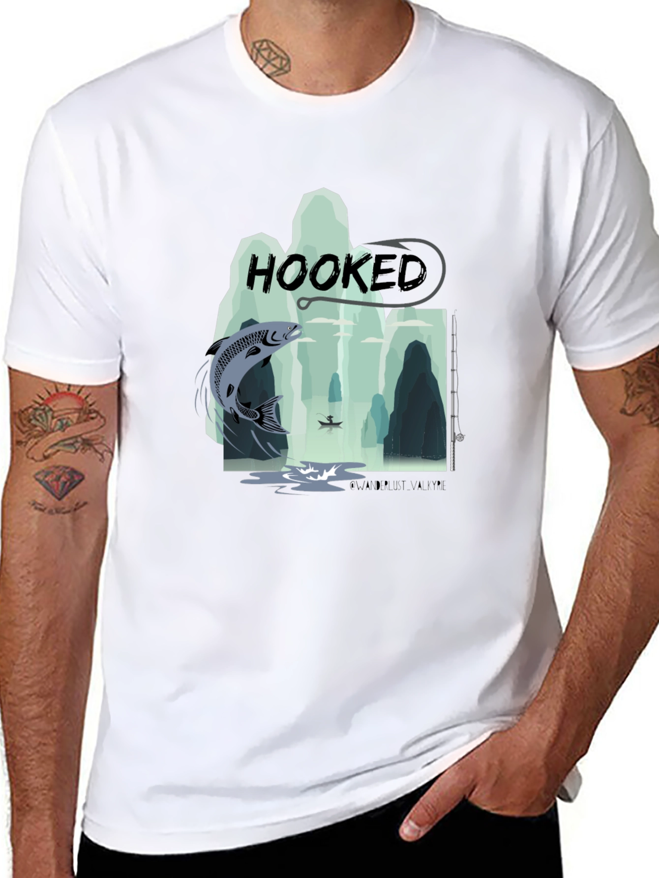 Hooked Fishing Graphic T-Shirt