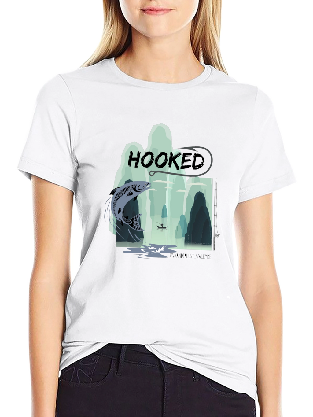 Hooked Fishing Graphic T-Shirt
