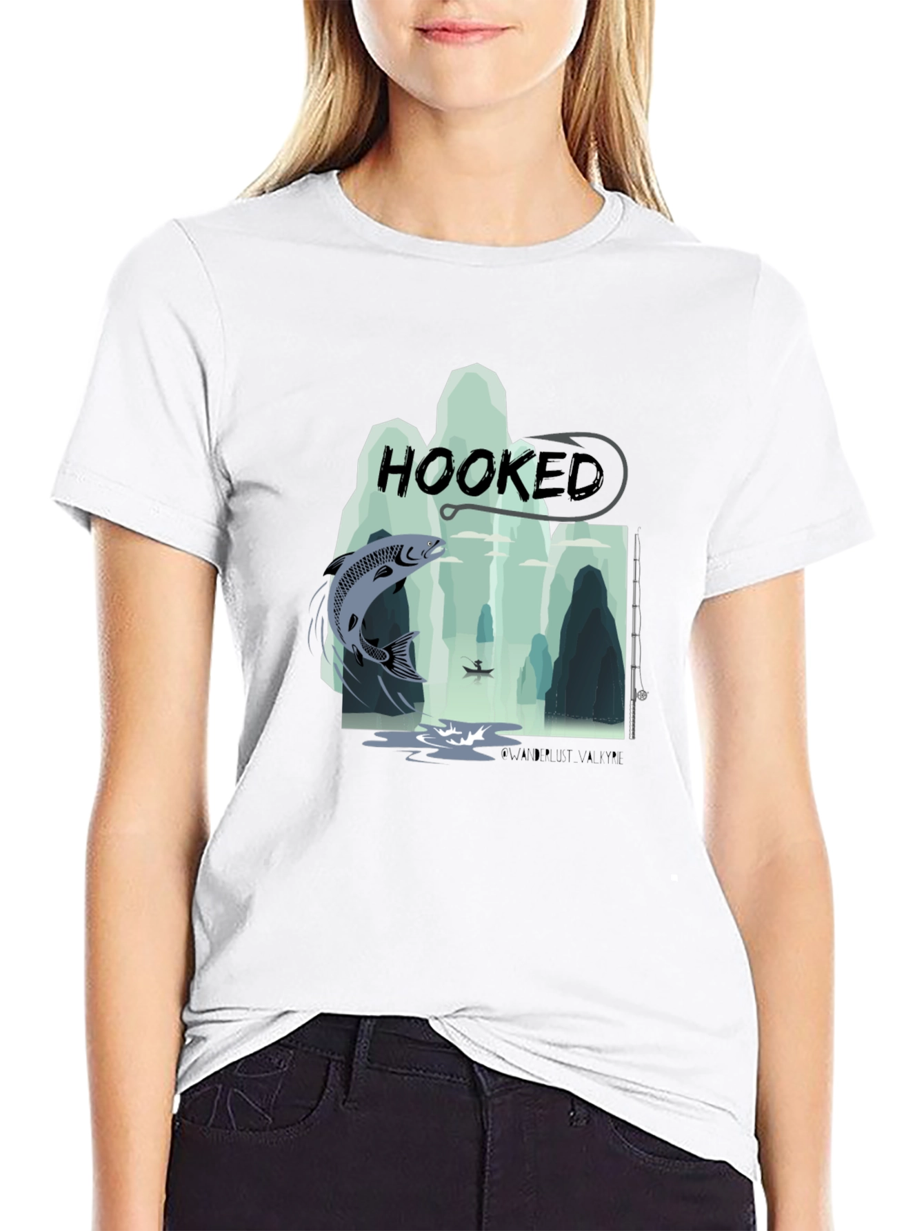 Hooked Fishing Graphic T-Shirt