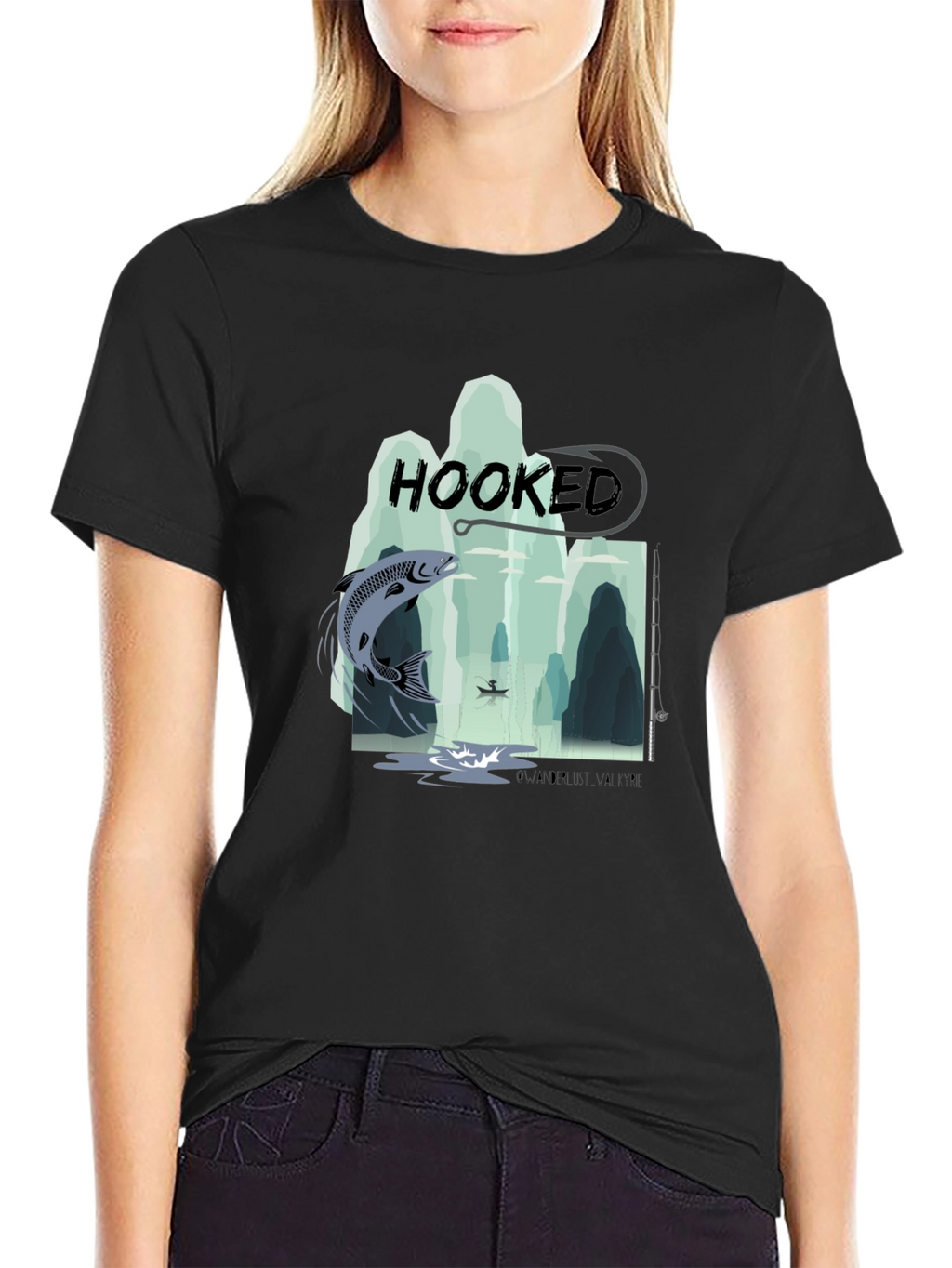 Hooked Fishing Graphic T-Shirt